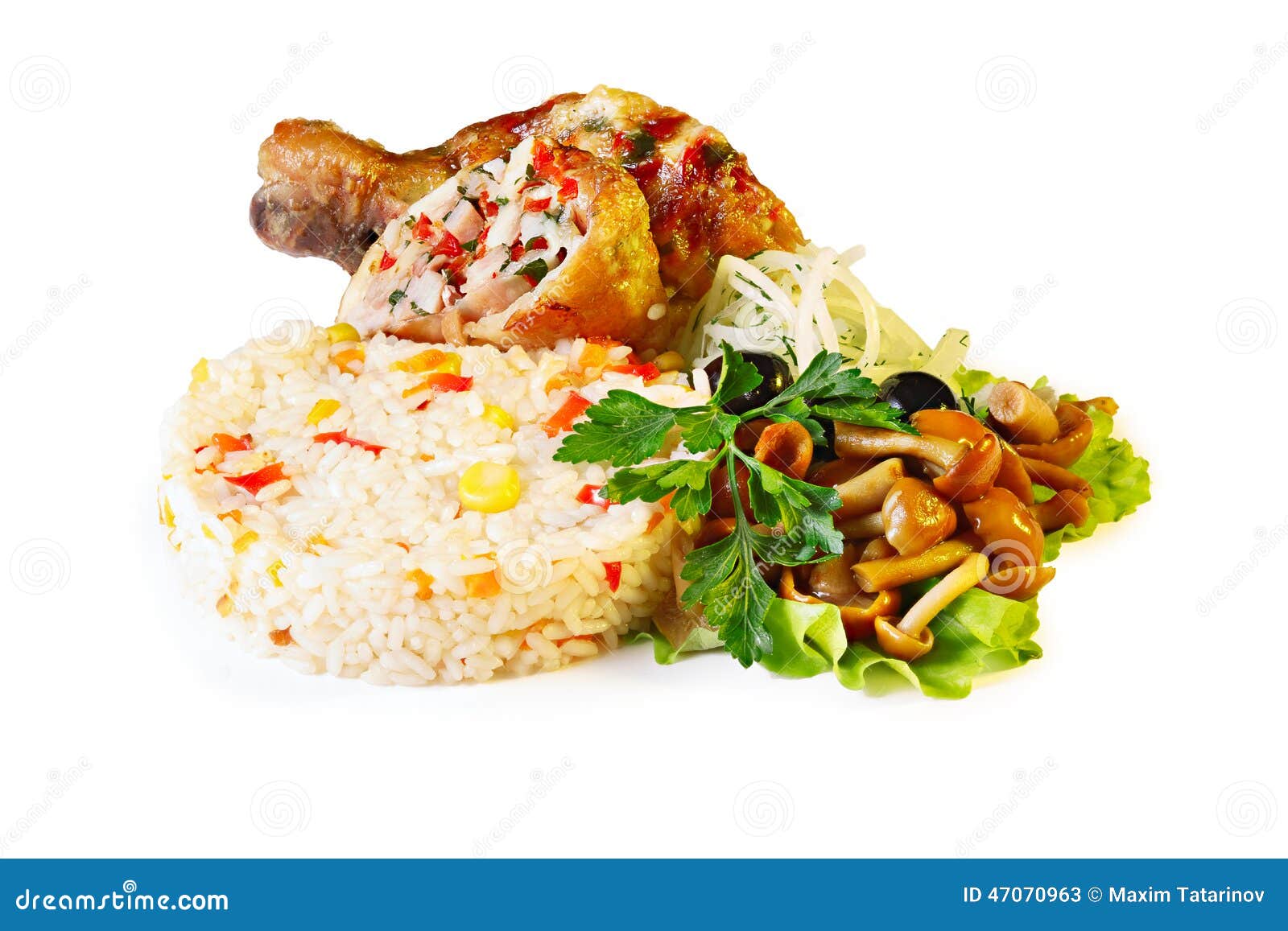 Fried chicken with rice stock image. Image of eating 47070963