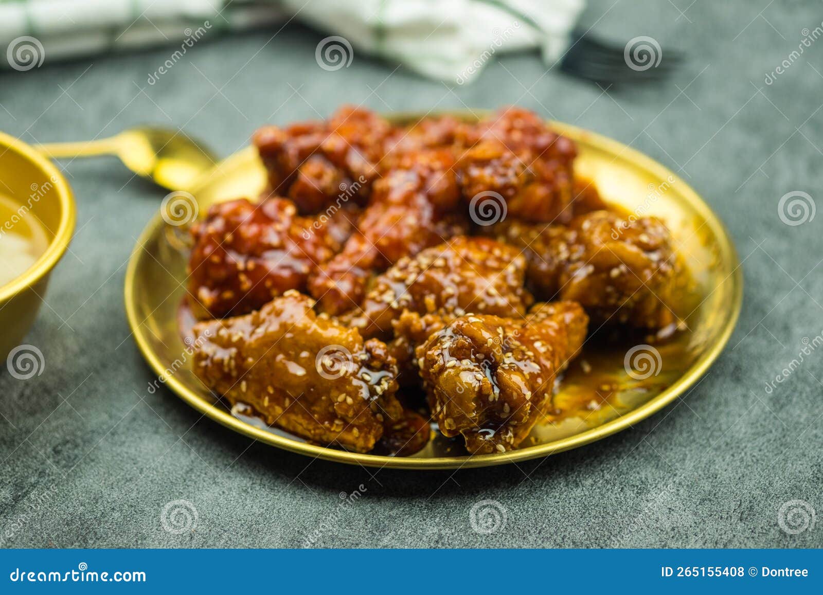 Fried Chicken with Sauce in Korean Style Stock Photo - Image of crunchy