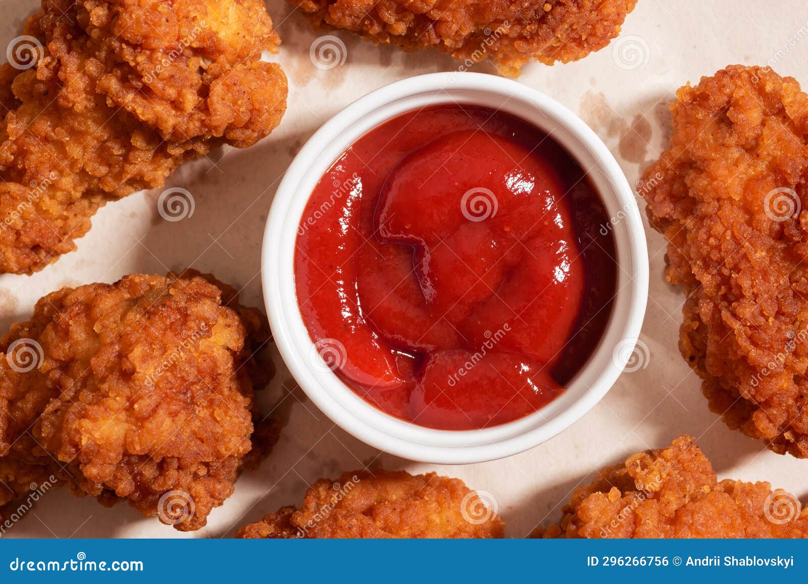 Fried Chicken Strips and Sauce Closeup. Top View Stock Photo Image of ketchup, cuisine 296266756