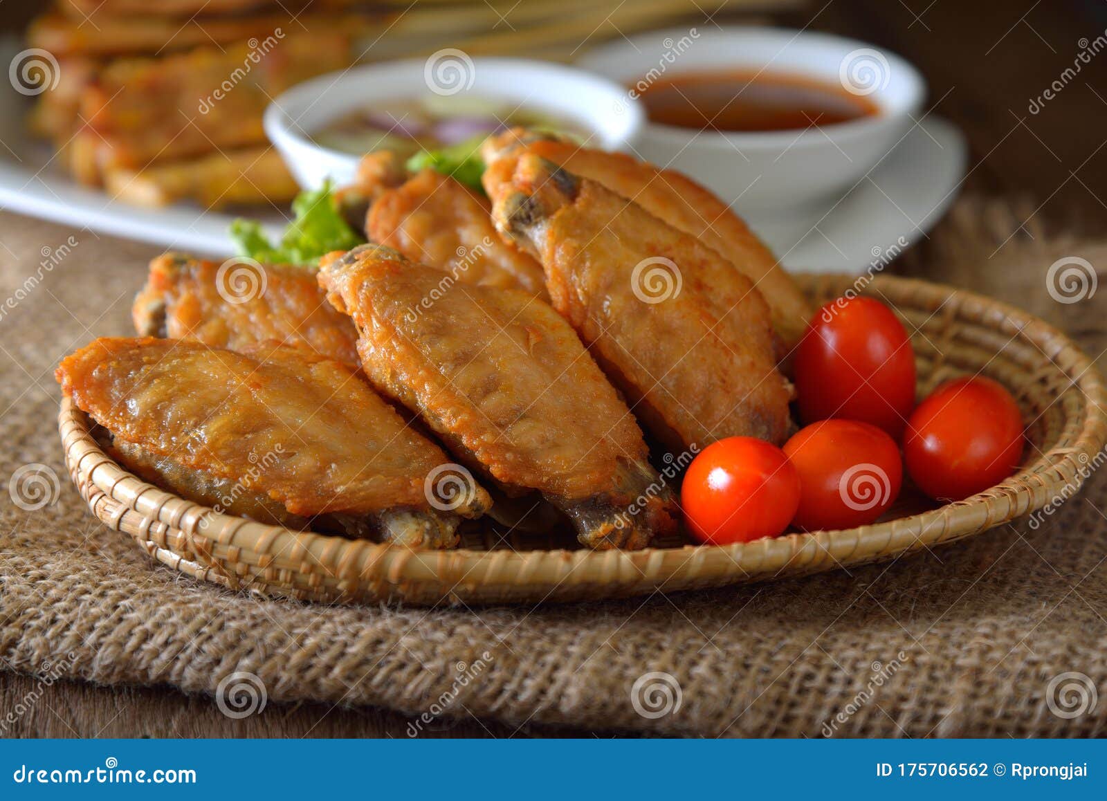 Fried Chicken Wing with Fish Sauce Stock Photo Image of thai, plate