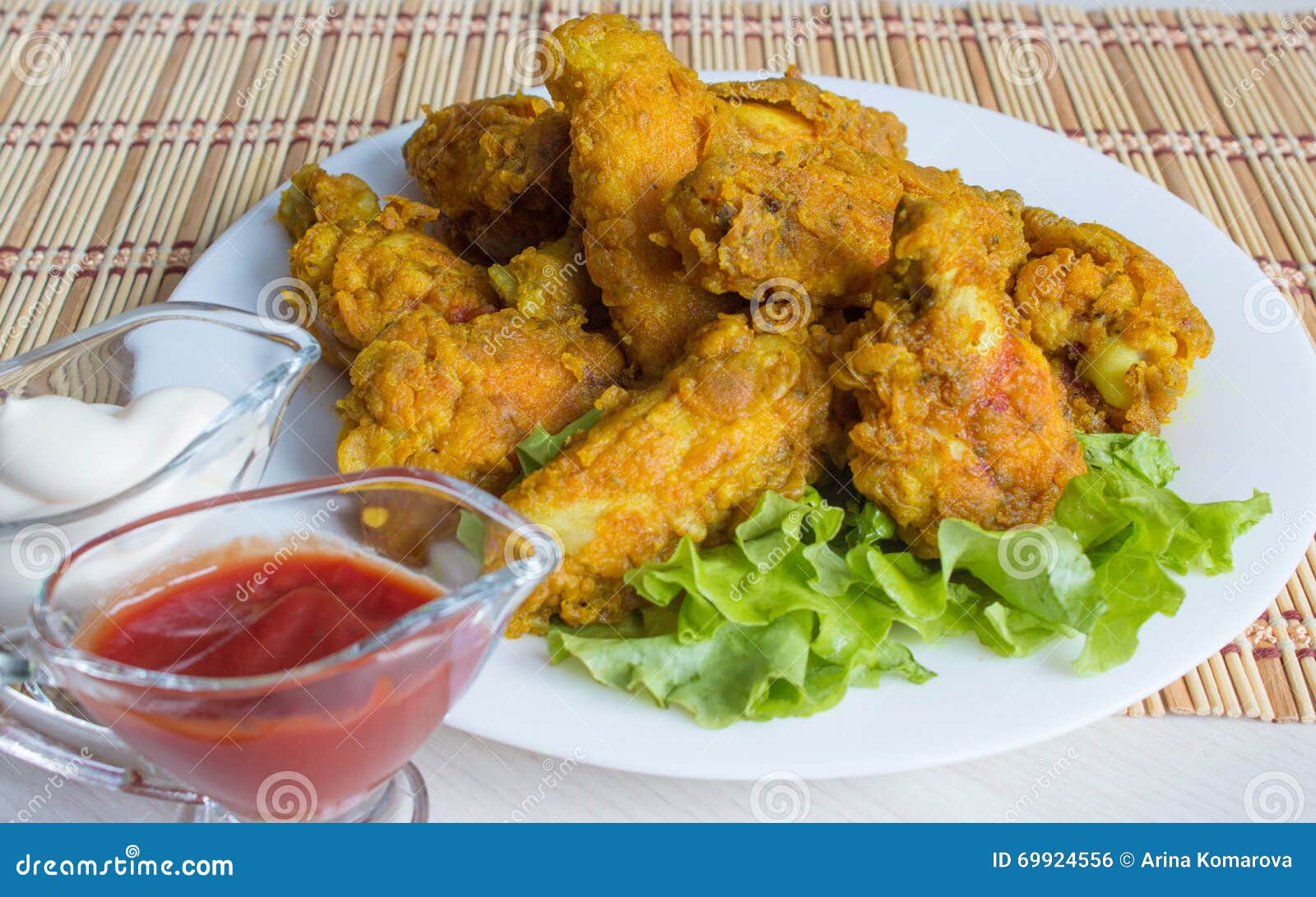 Fried Chicken Wings in Batter Stock Photo Image of fried, cooking