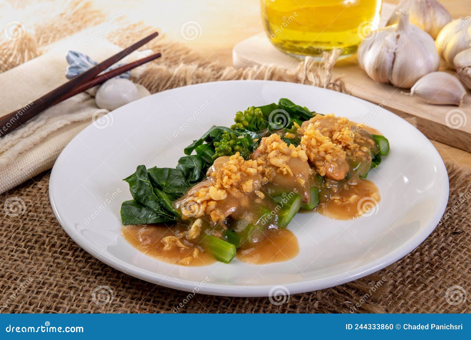 Fried Chinese Broccoli in Oyster Sauce Stock Photo Image of healthy