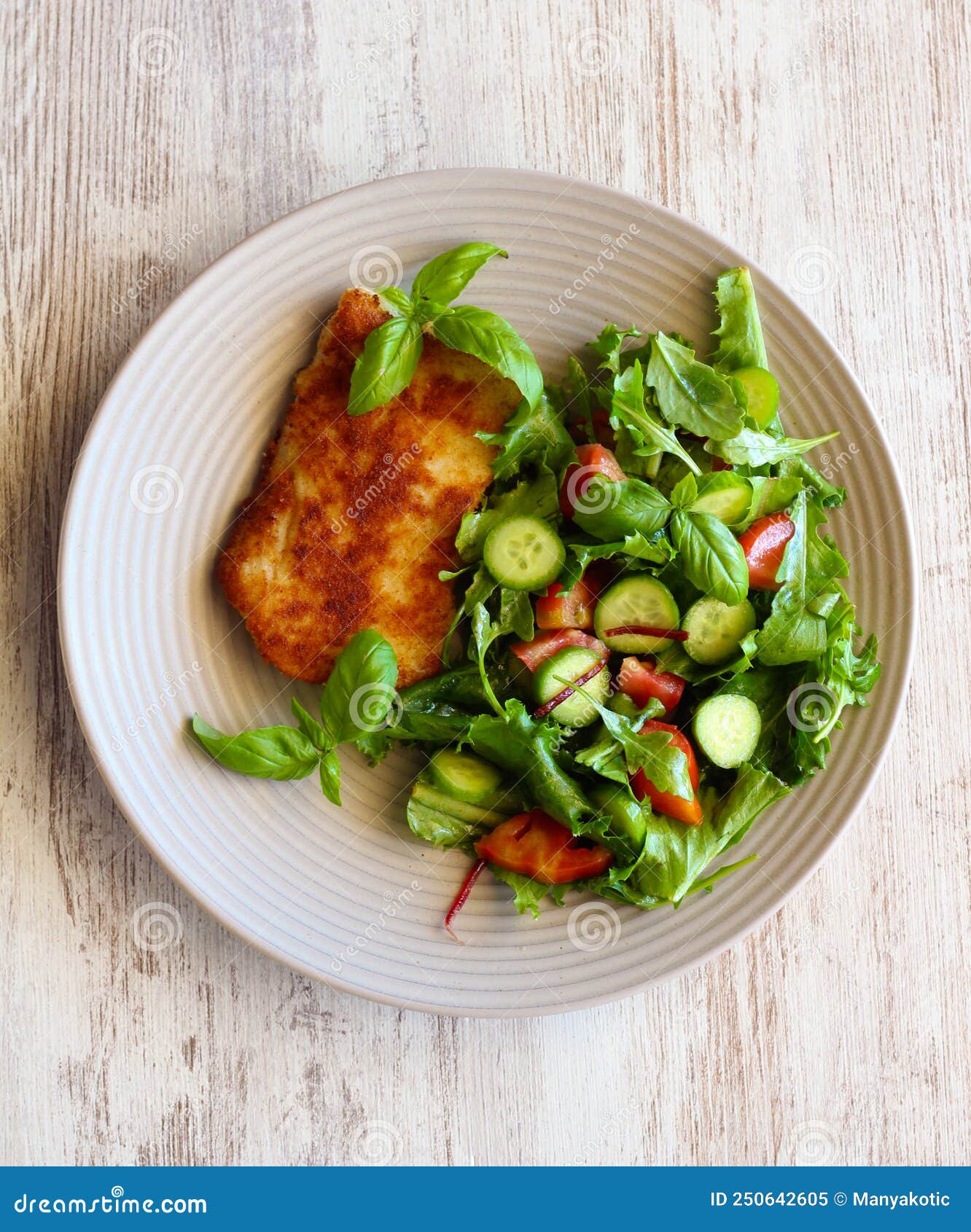 Fried Cod Fish Fillet and Salad Stock Image Image of healthy, seafood