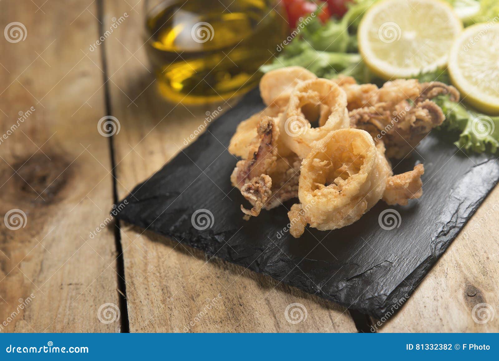 fried crispy calamari served on plate