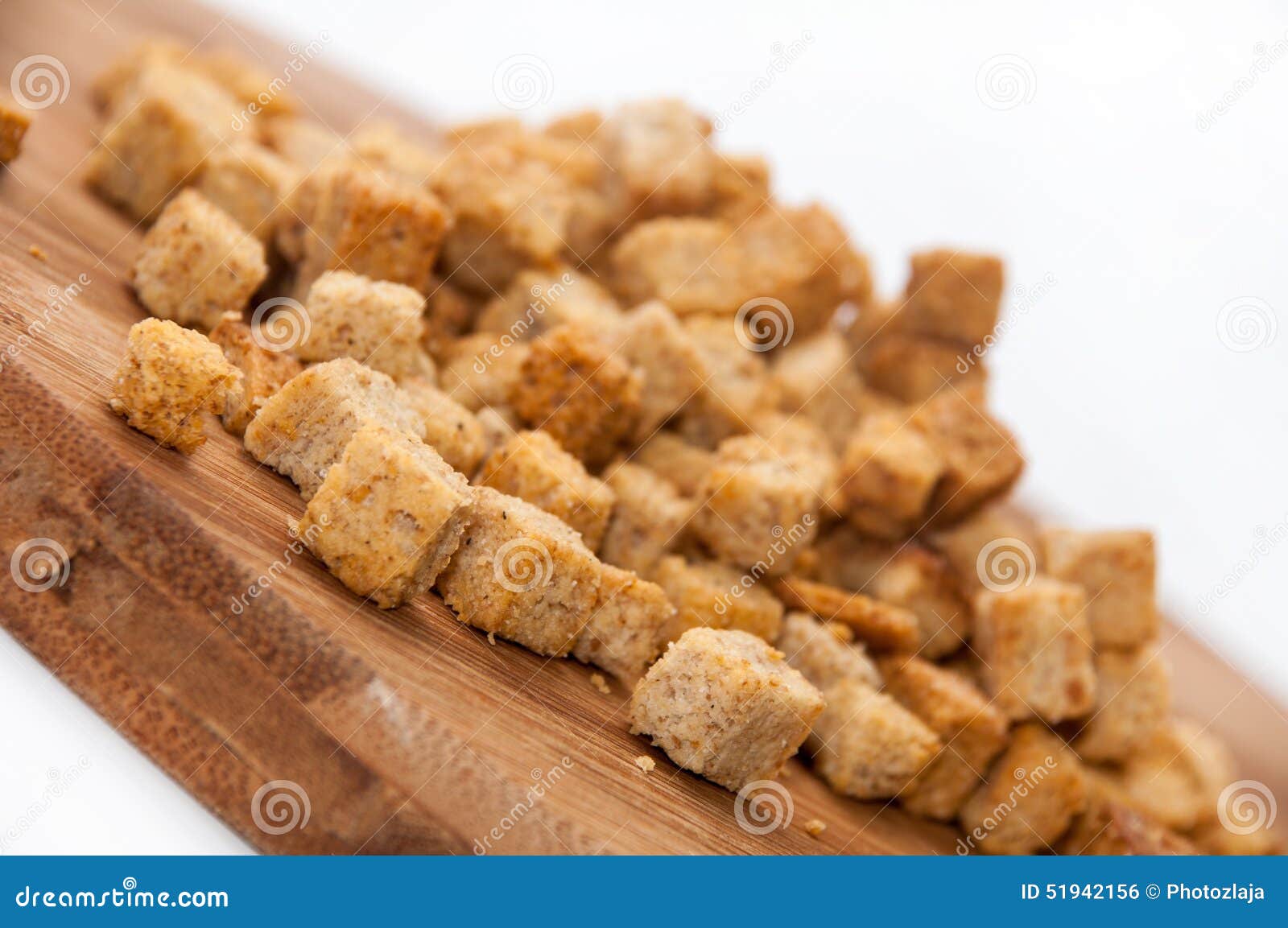 Fried Cubes of Bread Flavored with Bacon Stock Photo Image of cooking