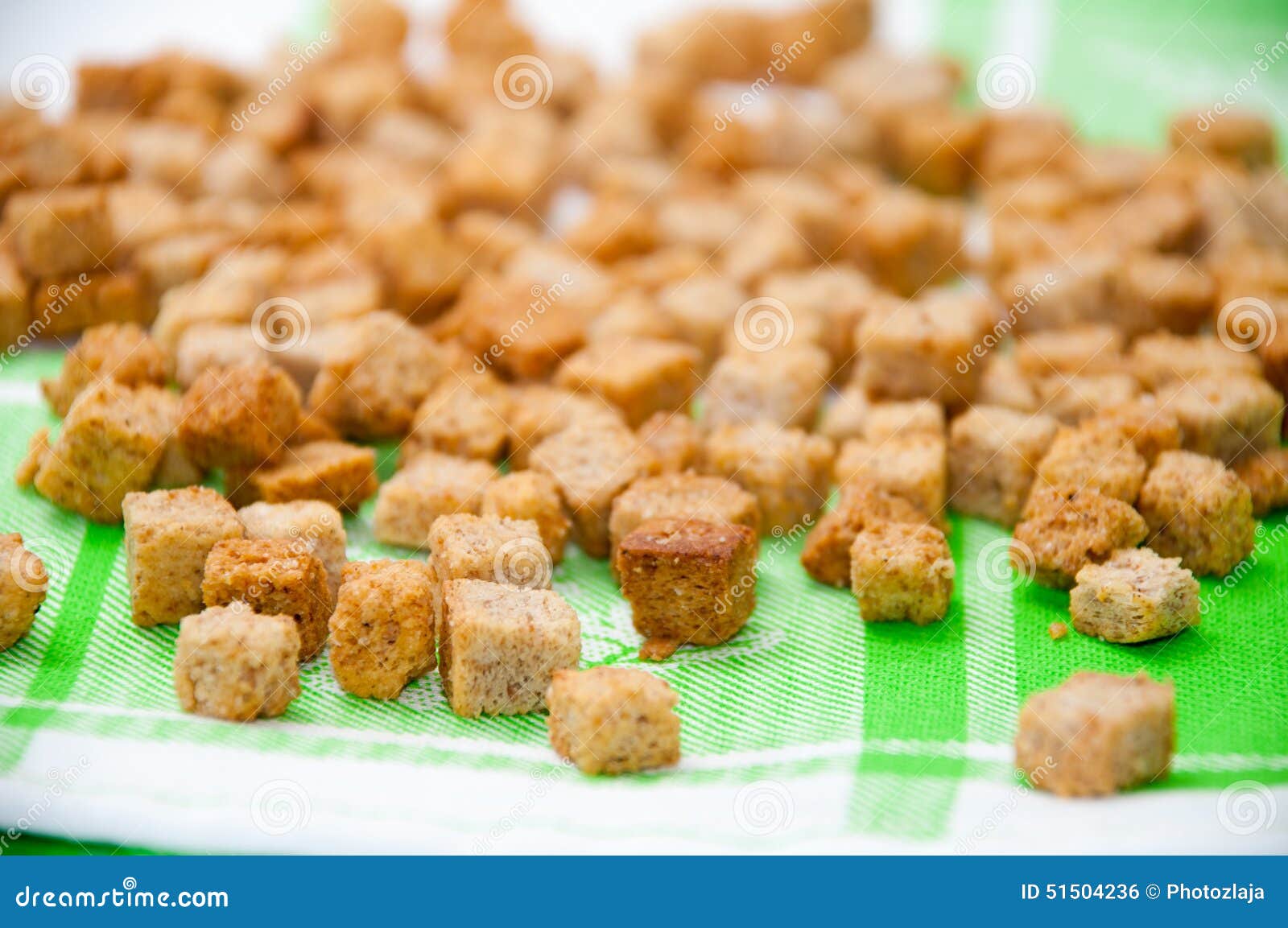 Fried Cubes of Bread Flavored with Bacon Stock Photo Image of dish