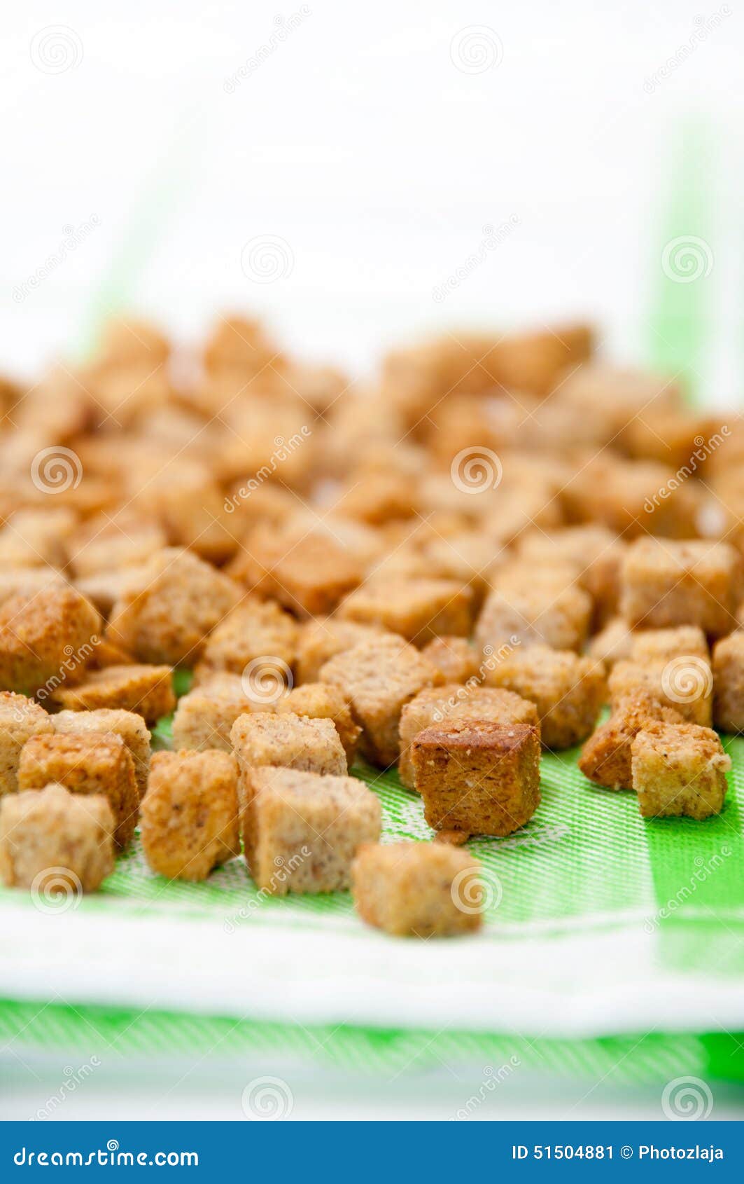 Fried Cubes of Bread Flavored with Bacon Stock Image Image of baked