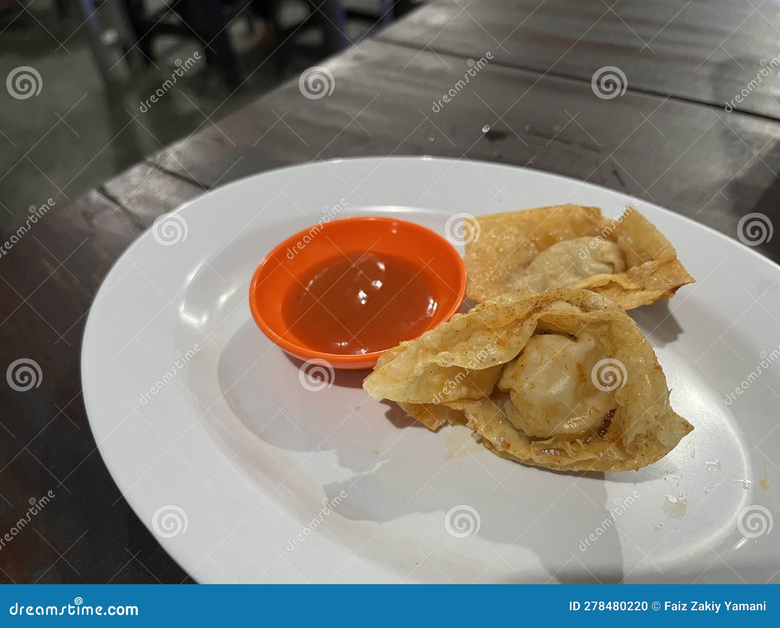 Fried Dumpling Served with Spicy Chili Sauce Stock Photo Image of