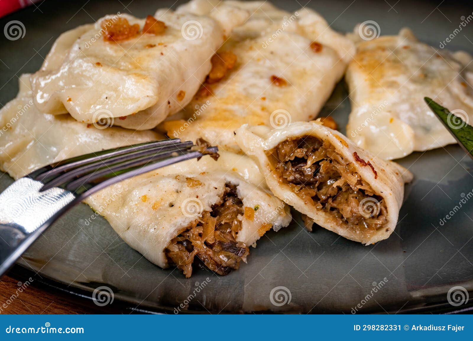 Fried Dumplings Stuffed with Cabbage and Mushrooms Stock Image Image