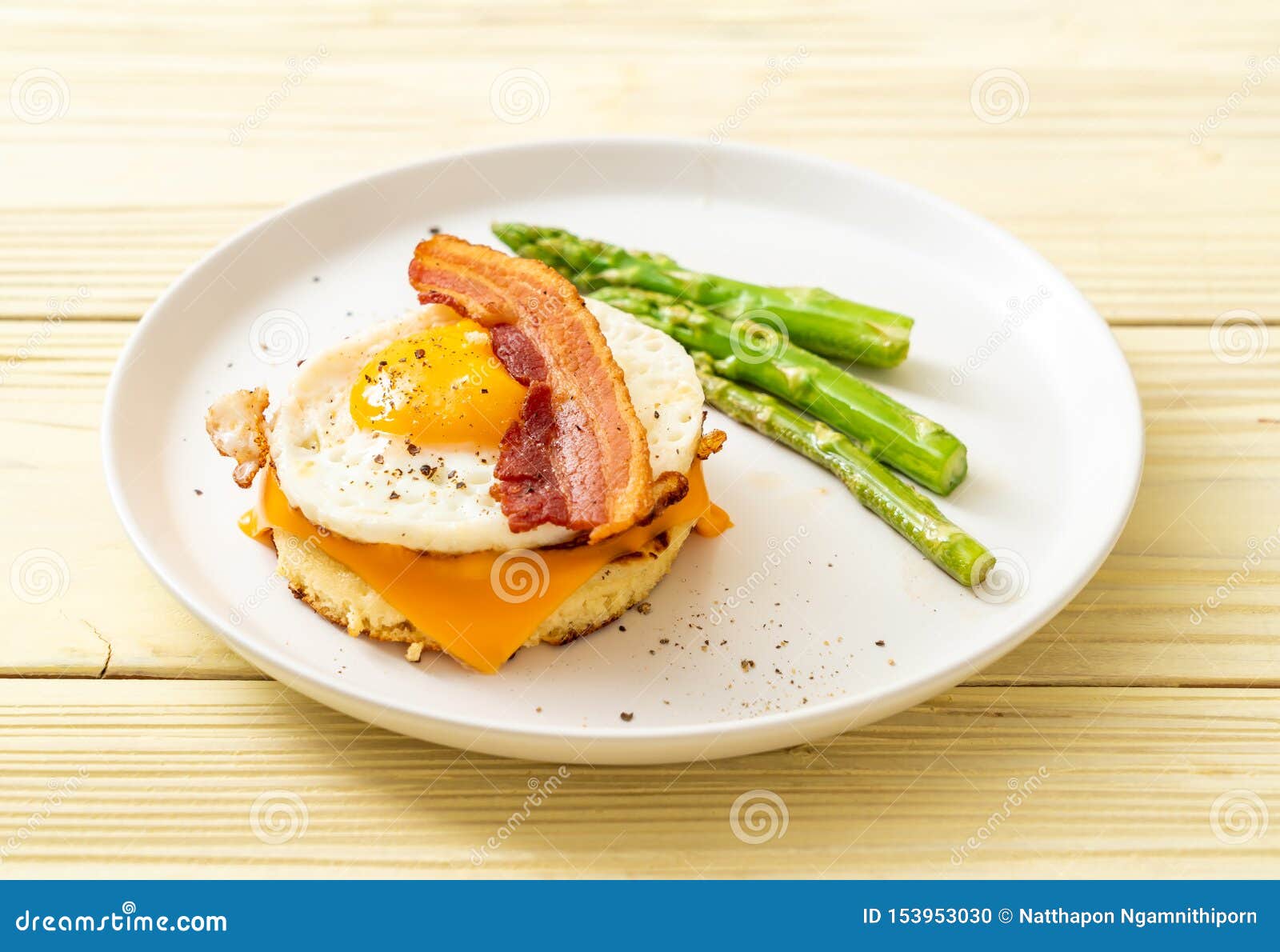 Fried Egg with Bacon and Cheese on Pancake Stock Photo Image of food