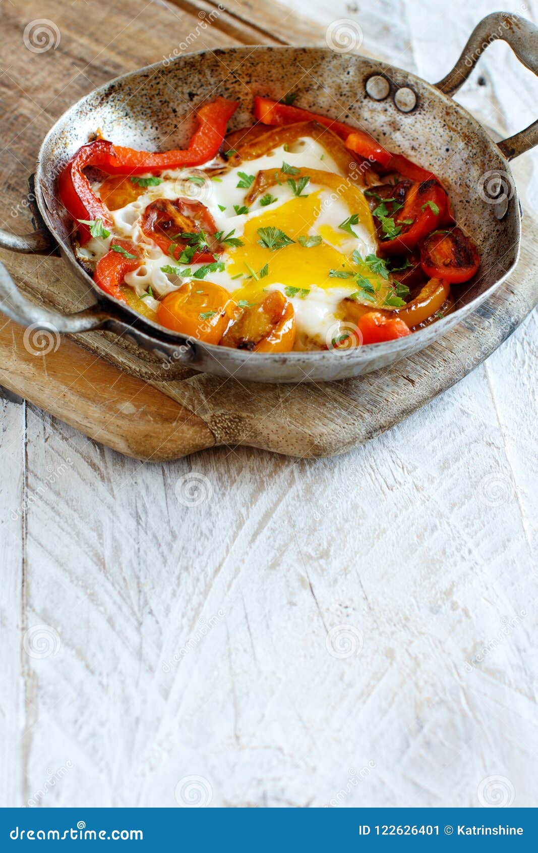 Fried Egg with a Bell Pepper and Tomatoes Stock Image Image of view