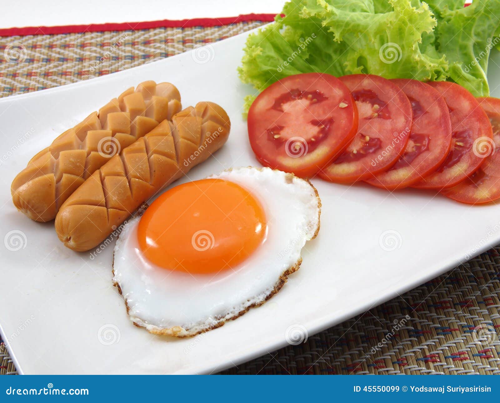 Fried Egg with Boiled Sausages Stock Image Image of sausages, white 45550099