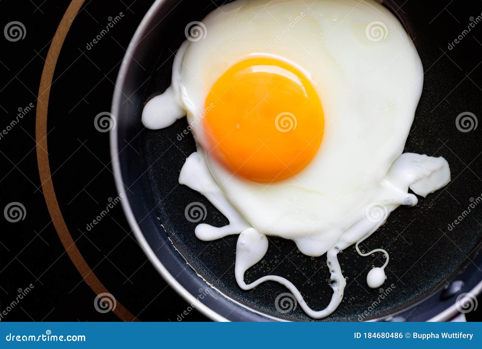 Fried Egg Cooking in Hot Pan Stock Photo Image of healthy, health 184680486