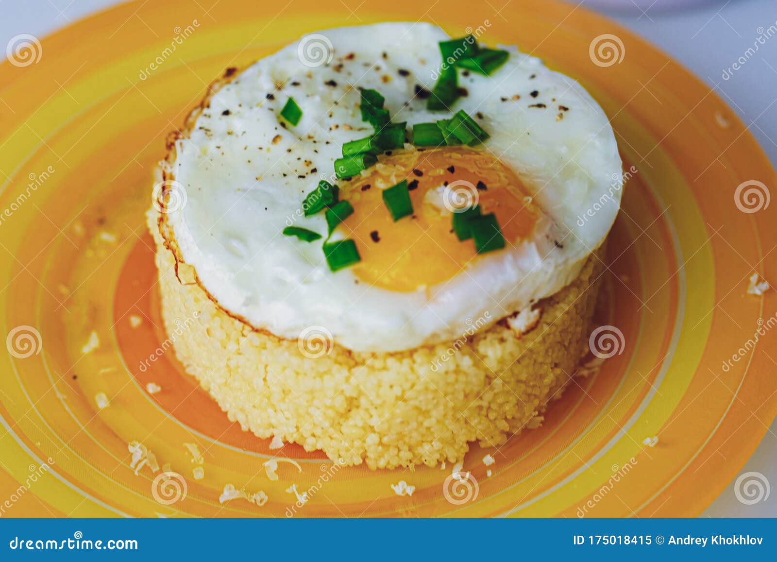Fried Egg with Couscous Light Background Stock Image Image of salad, gourmet 175018415