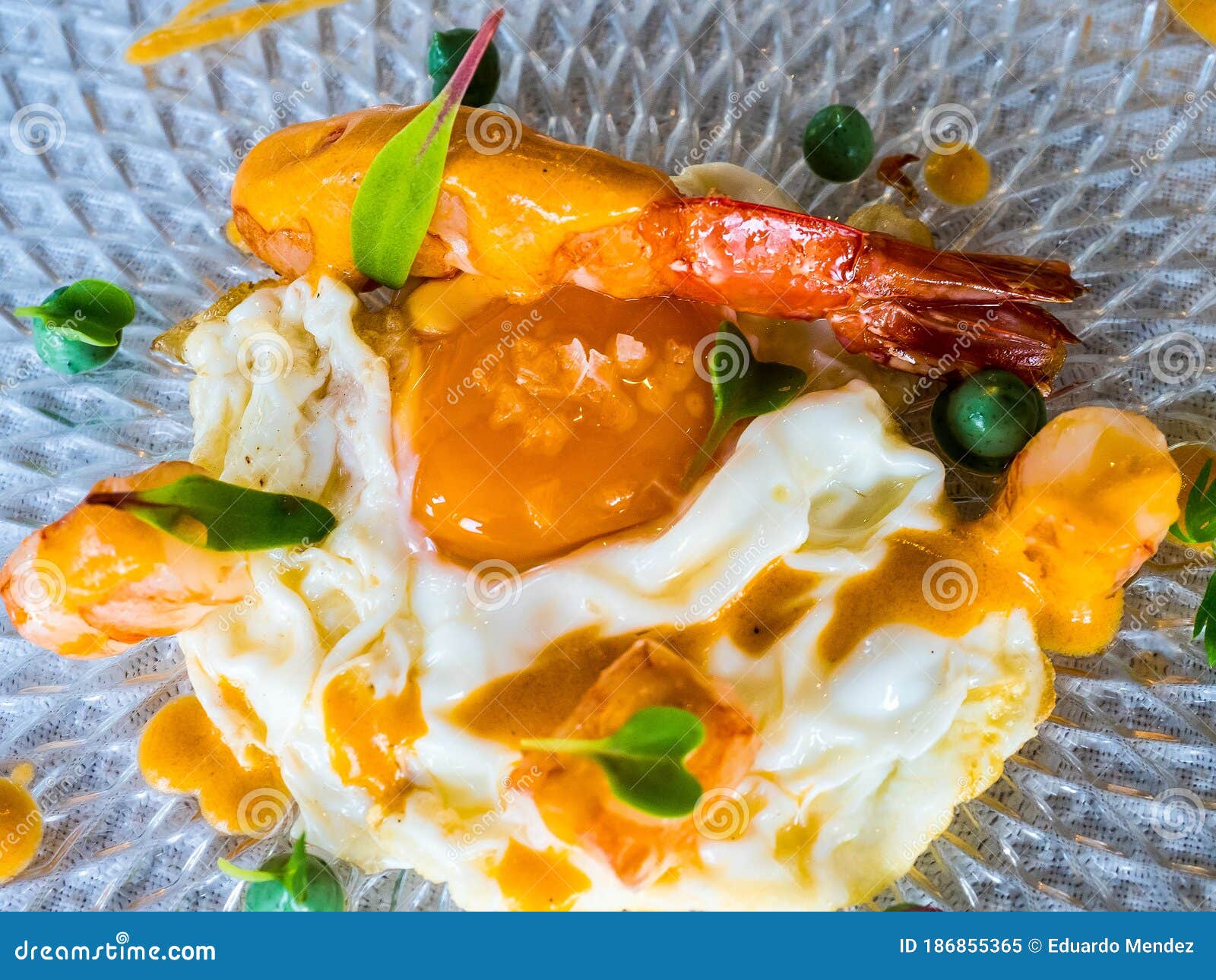 Fried egg stock image. Image of dish, prawns, yellow 186855365
