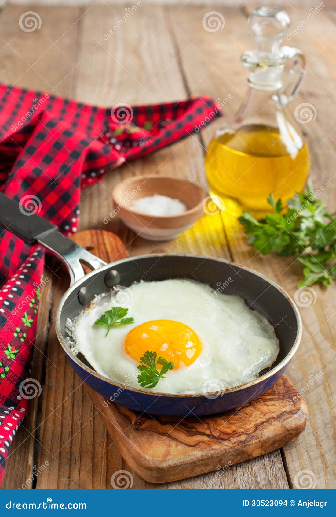Fried Egg in a Frying Pan for Breakfast Stock Photo Image of food