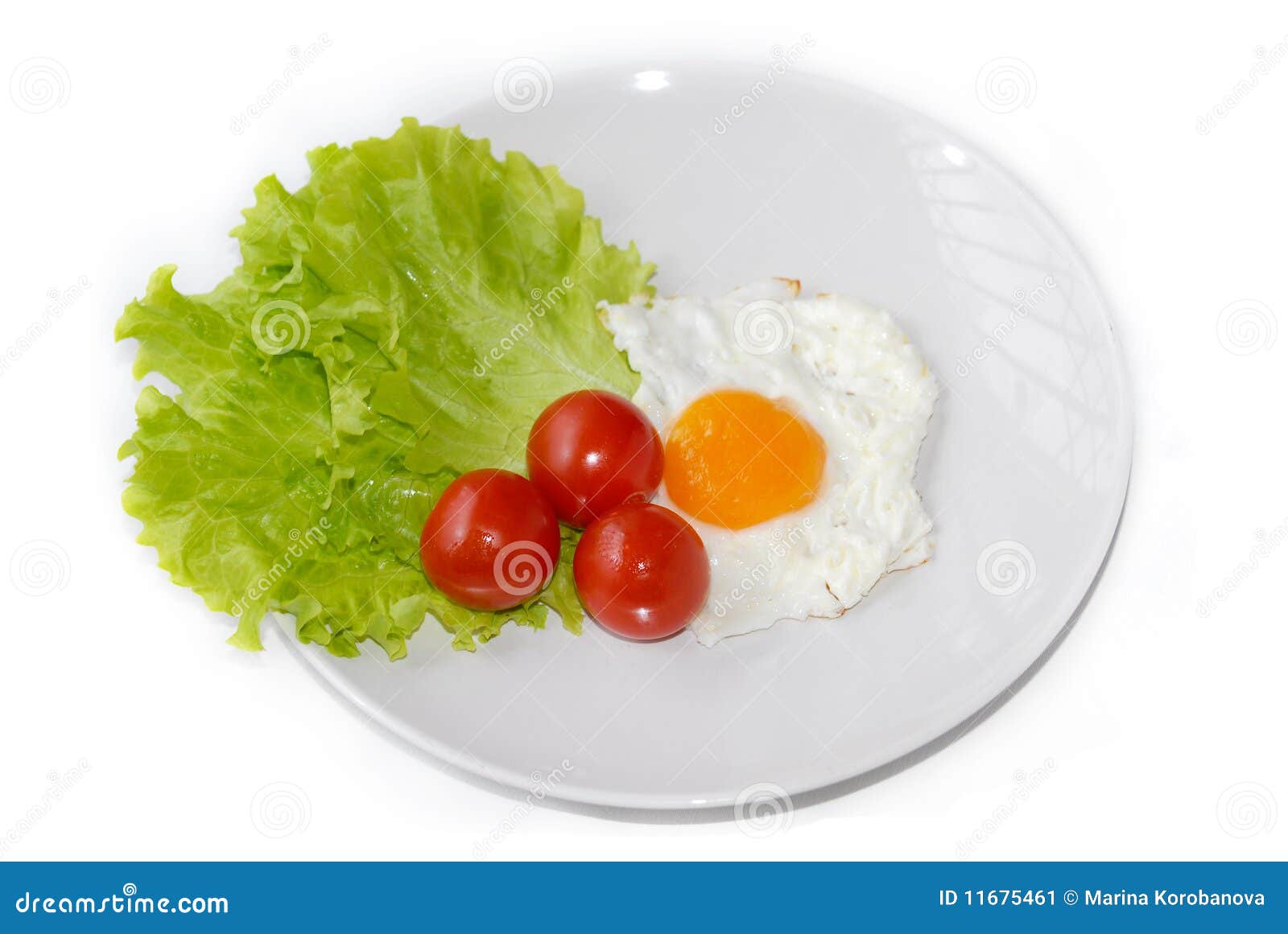 Fried Egg, Green Lettuce and Red Tomato Stock Image Image of vegetables, fried 11675461