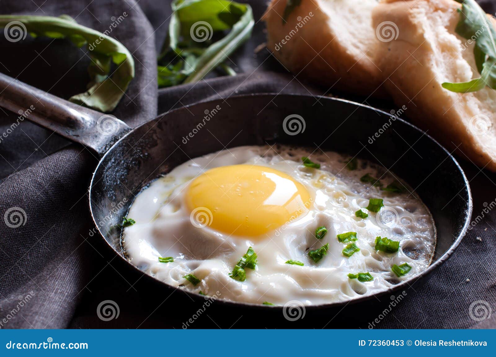 Fried Egg in Pan and Sliced Loaf Stock Image Image of fried