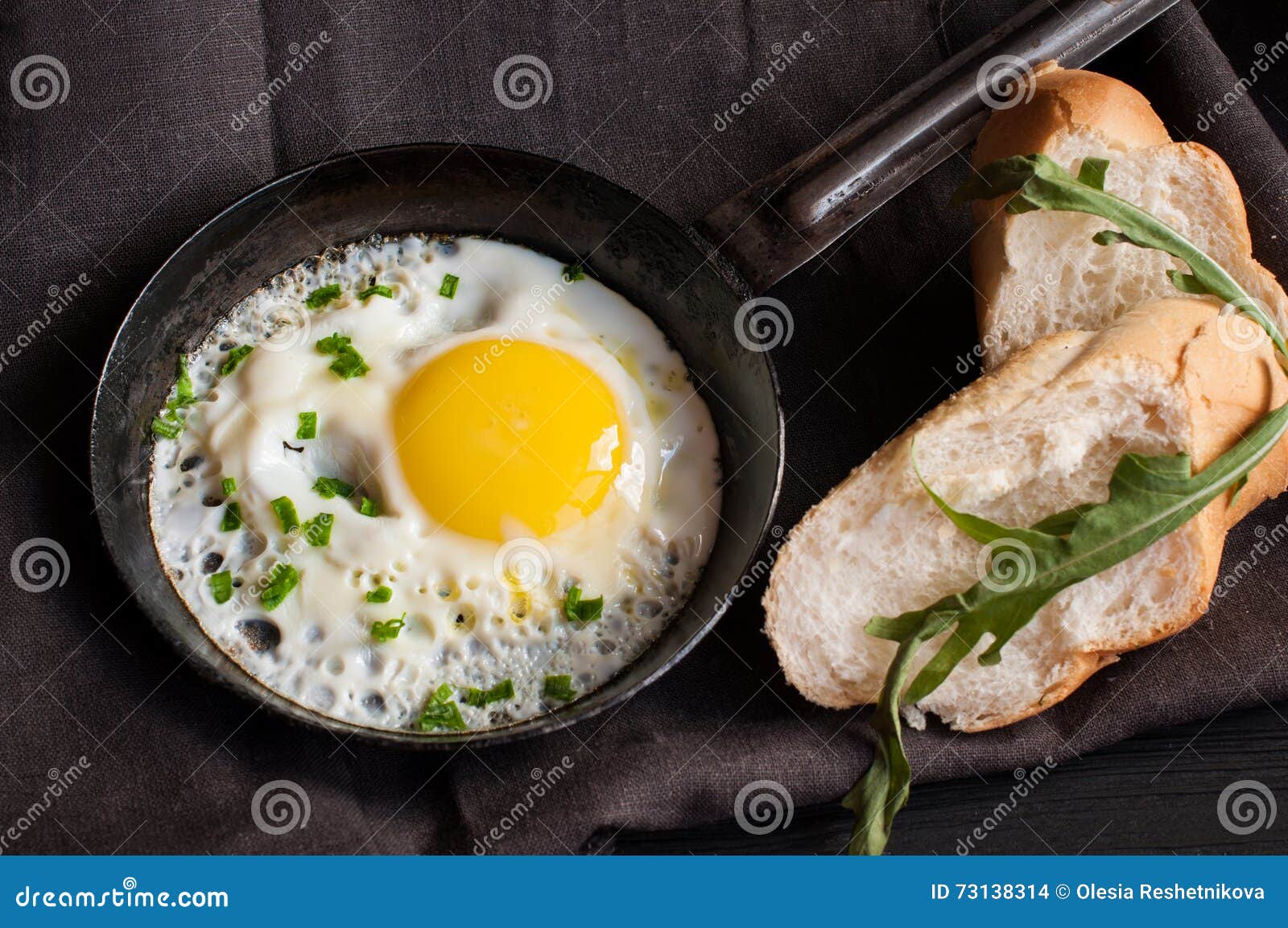 Fried Egg in Pan and Sliced Loaf Stock Photo Image of chicken, diet