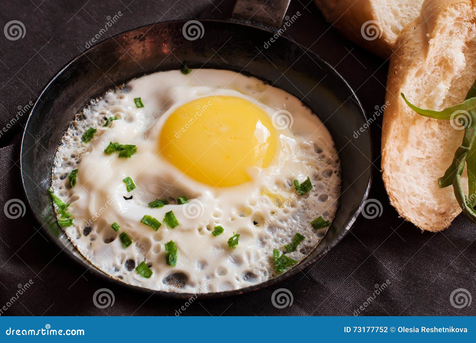 Fried Egg in Pan and Sliced Loaf Stock Photo Image of gourmet