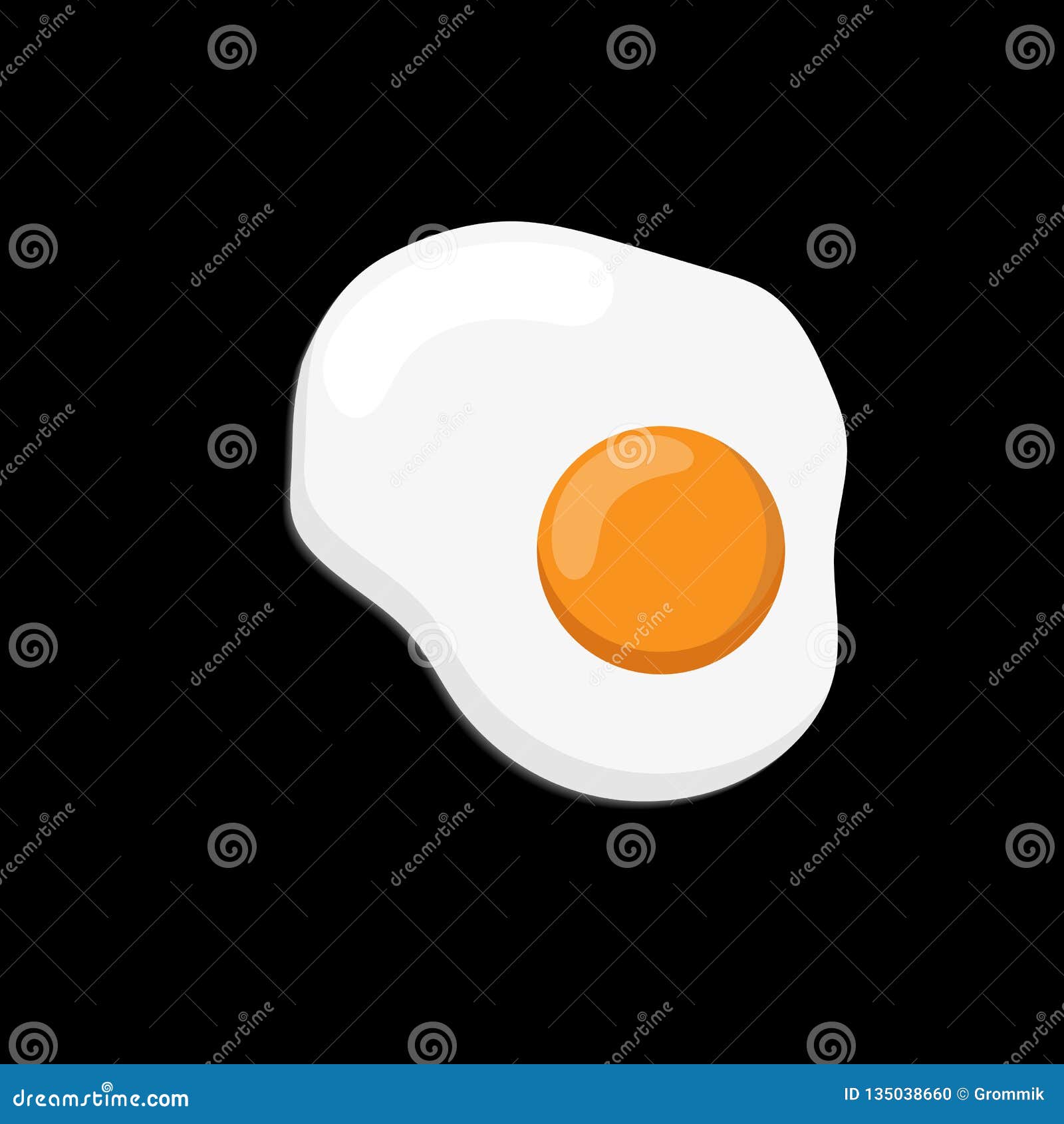 Fried Egg with Protein and Yolk, Flat Style Stock Vector Illustration
