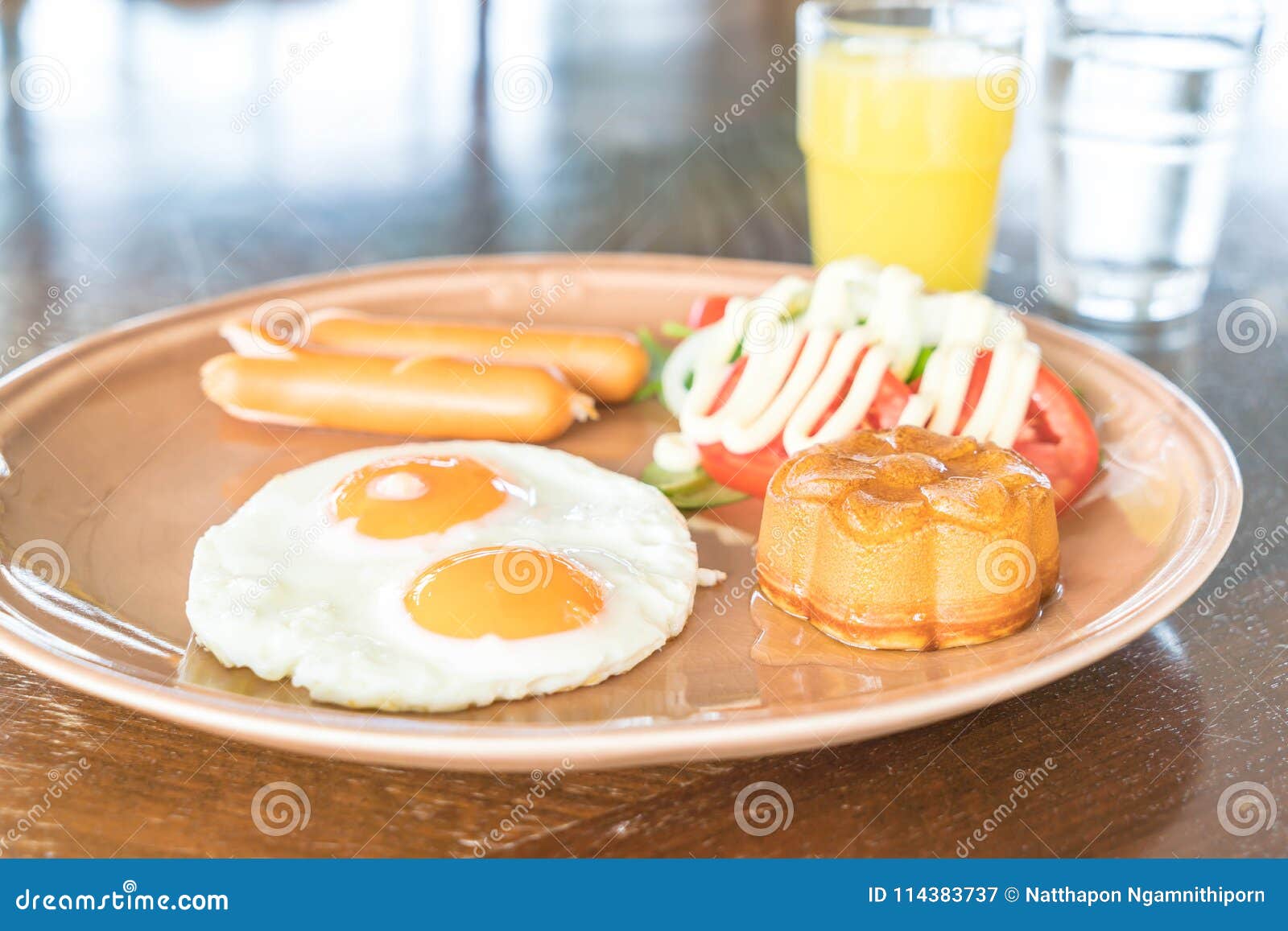 Fried Egg with Sausage and Salad Stock Image Image of plate, english