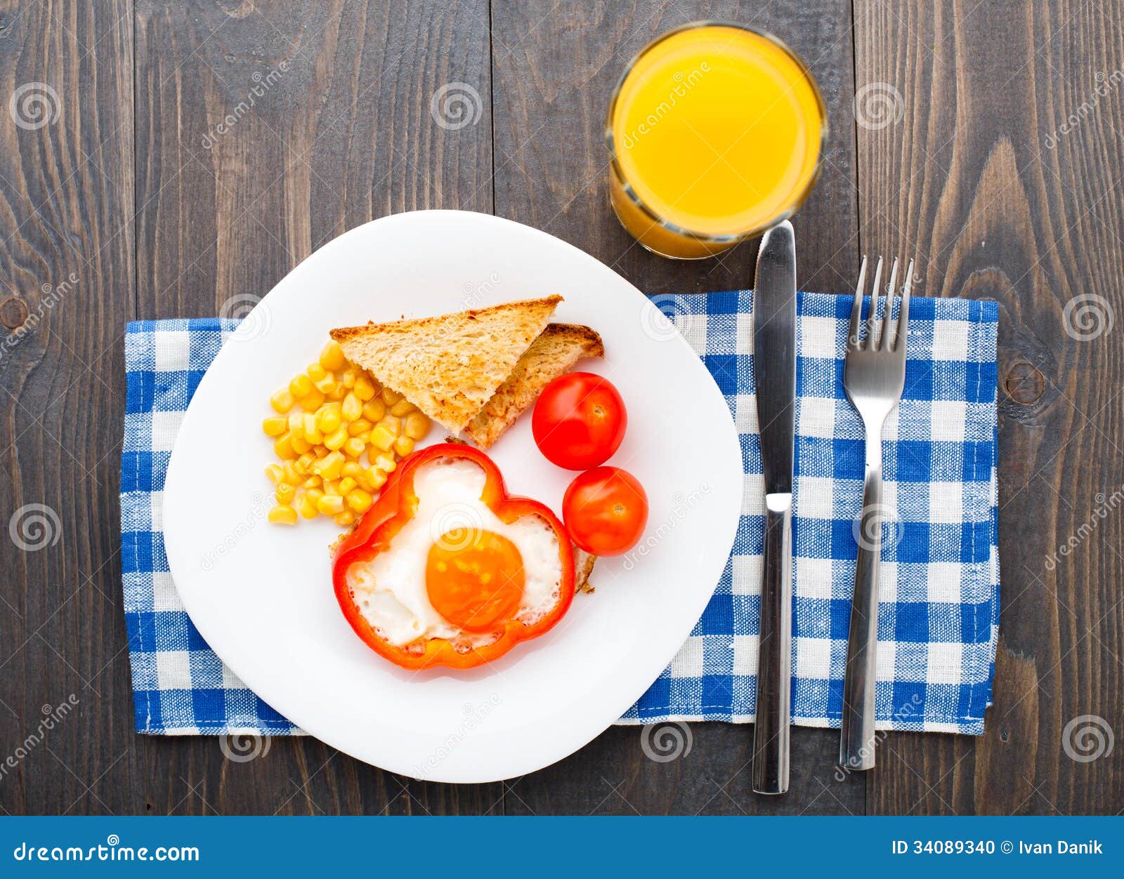 Fried egg in sweet paprika stock photo. Image of corn 34089340