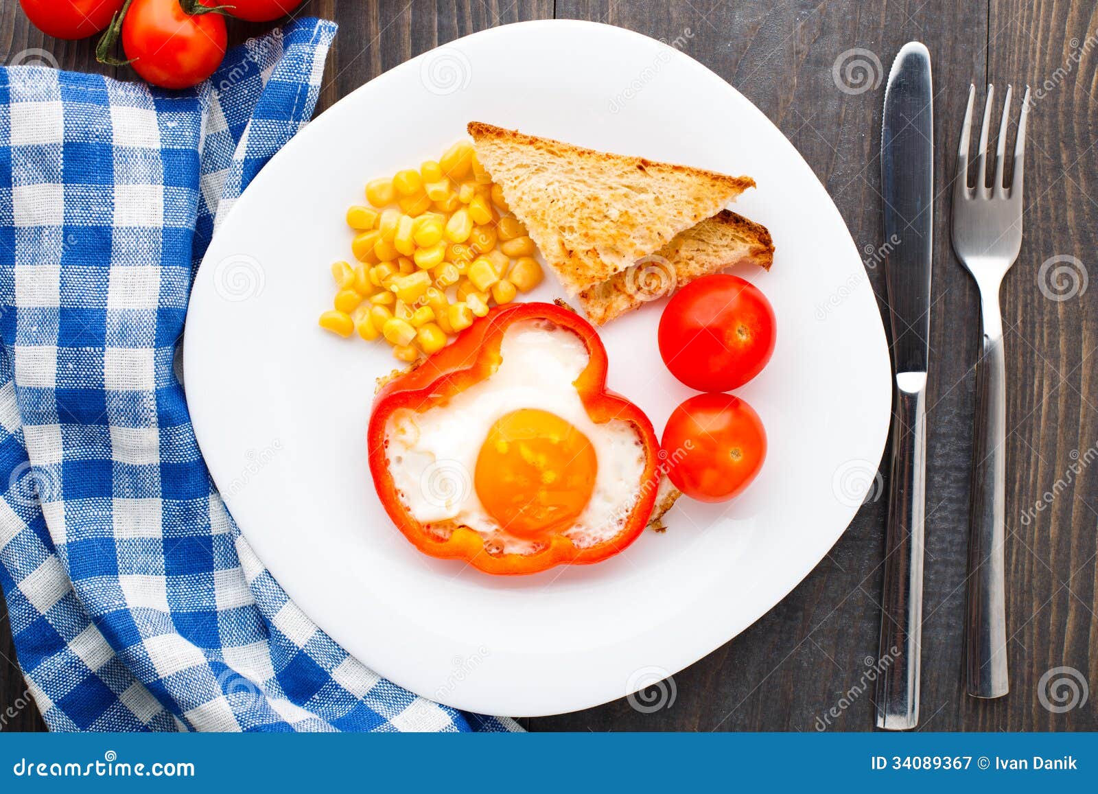 Fried egg in sweet paprika stock image. Image of appetite 34089367