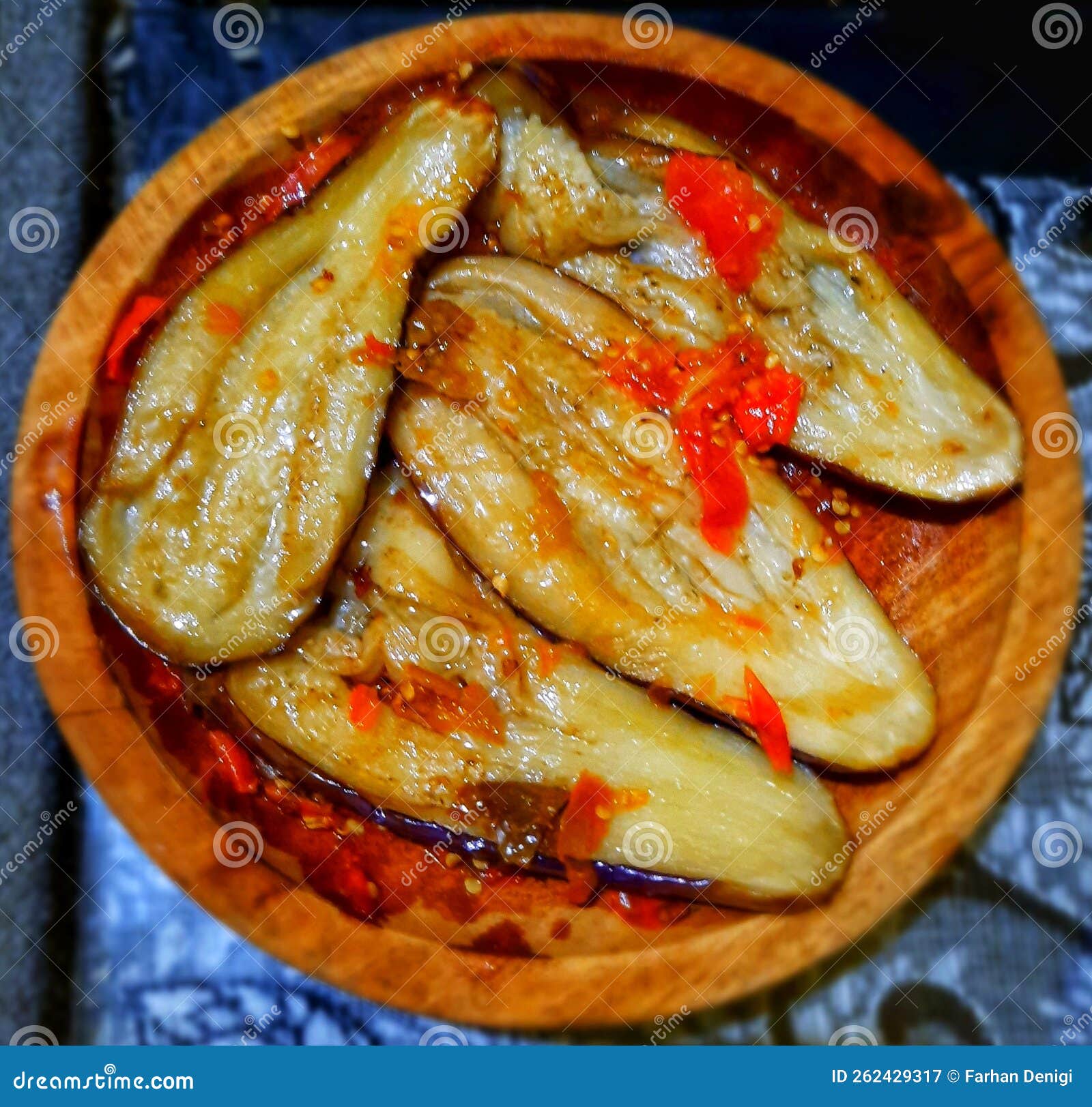 Fried Eggplant with Chili Sauce from Indonesia Stock Image Image of produce, snack 262429317