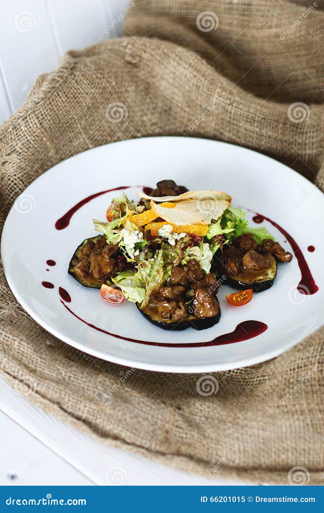 Fried eggplant with liver stock image. Image of food 66201015