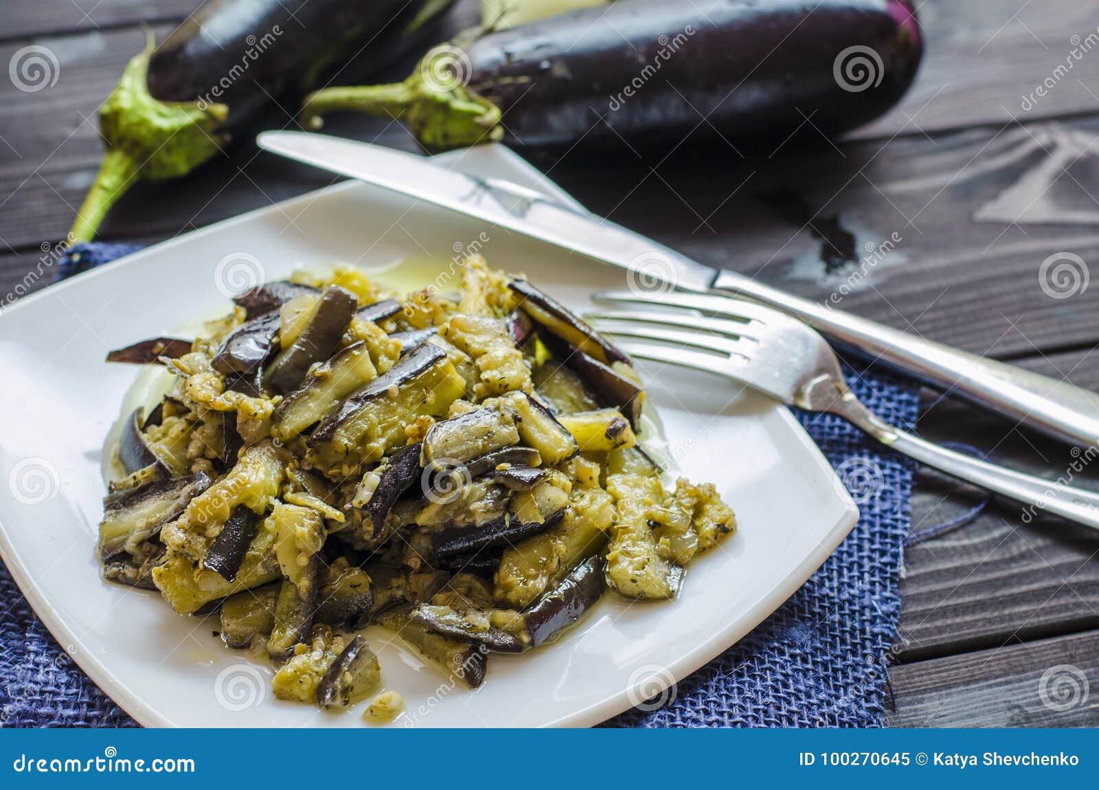 Fried Eggplants with Garlic Stock Image Image of appetizer, celery
