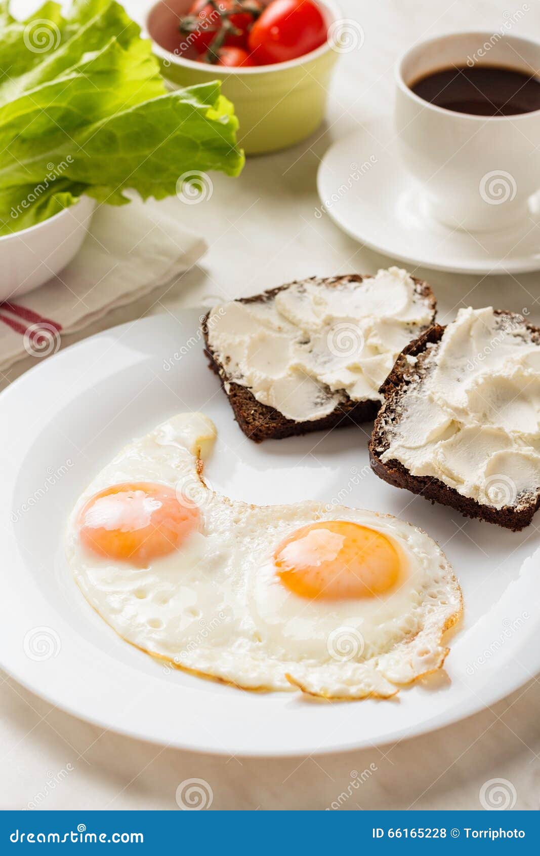 Fried eggs for breakfast stock photo. Image of french 66165228