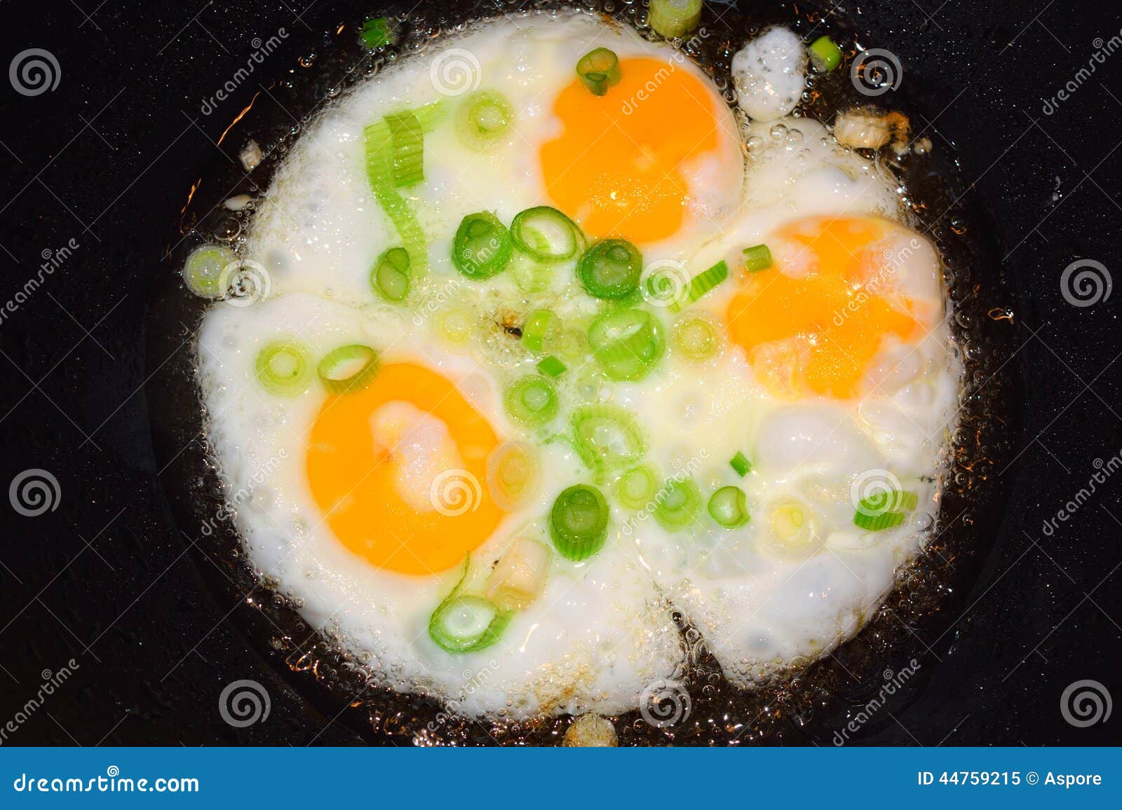 Fried Eggs with Onion Cooking on the Pan Stock Image Image of close