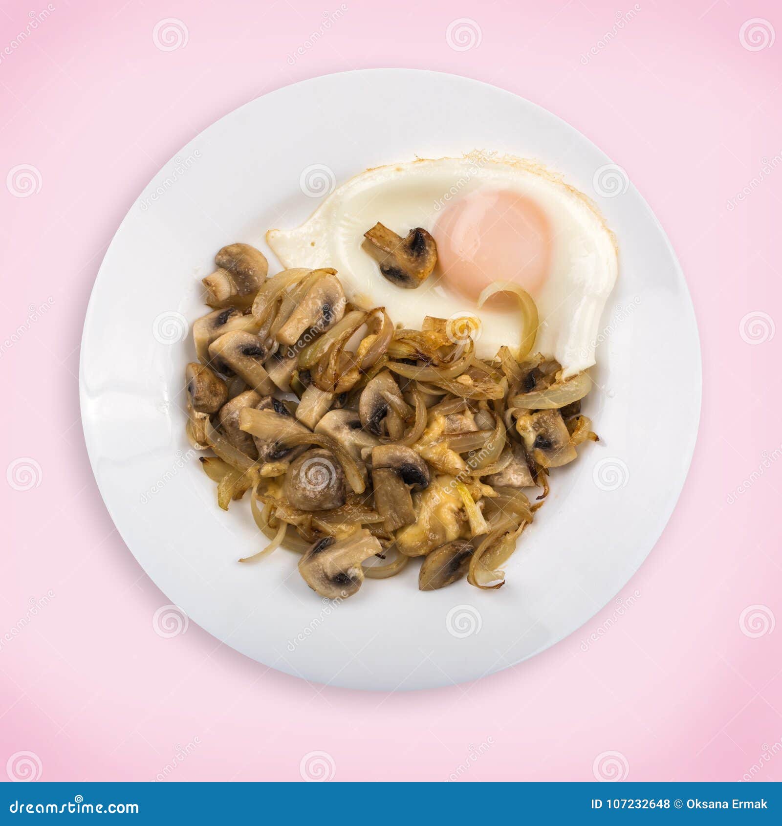 Fried Eggs with Onions and Mushrooms Stock Photo - Image of rustic