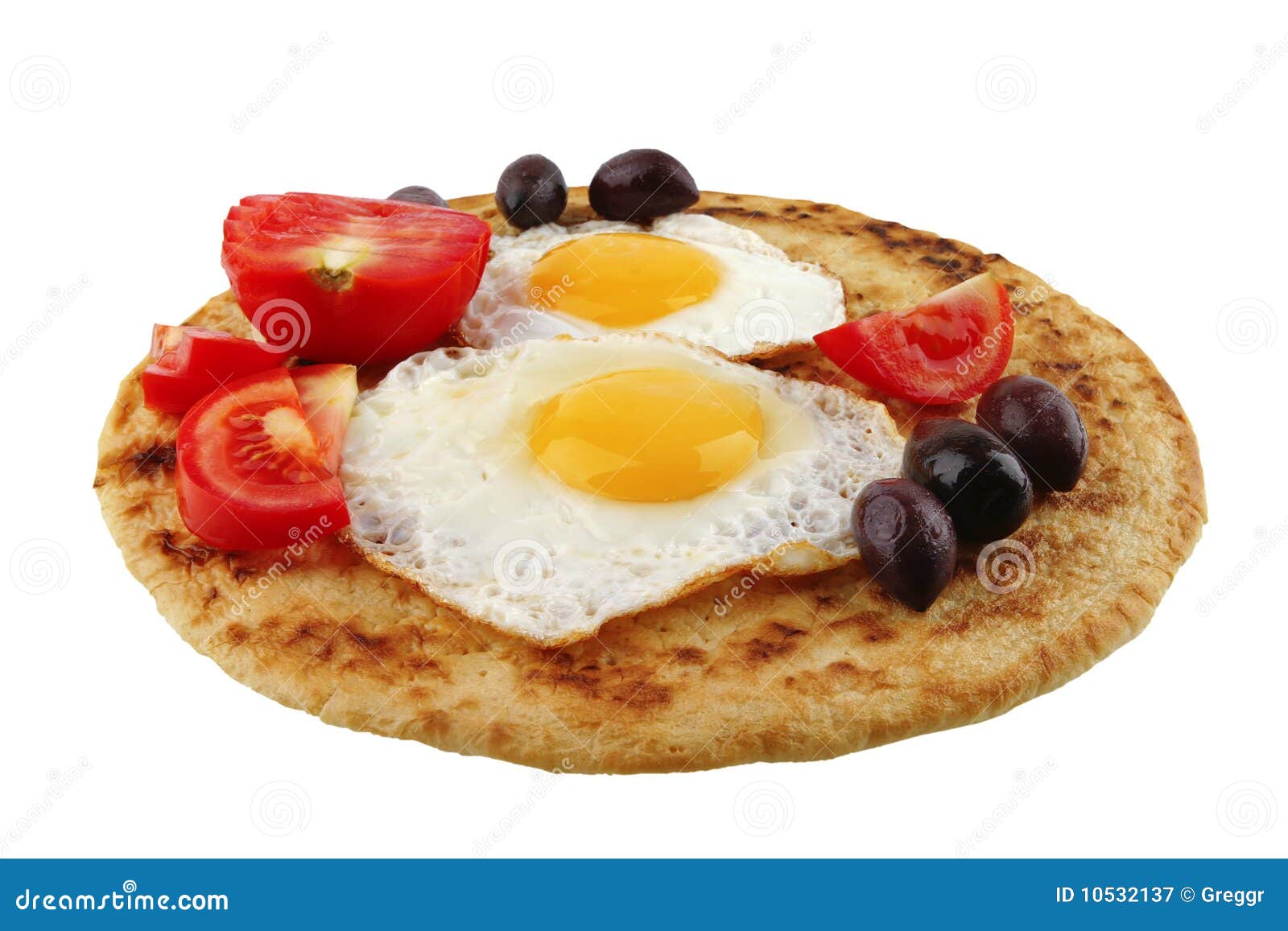 Fried eggs on pancake stock image. Image of recipe, olive 10532137