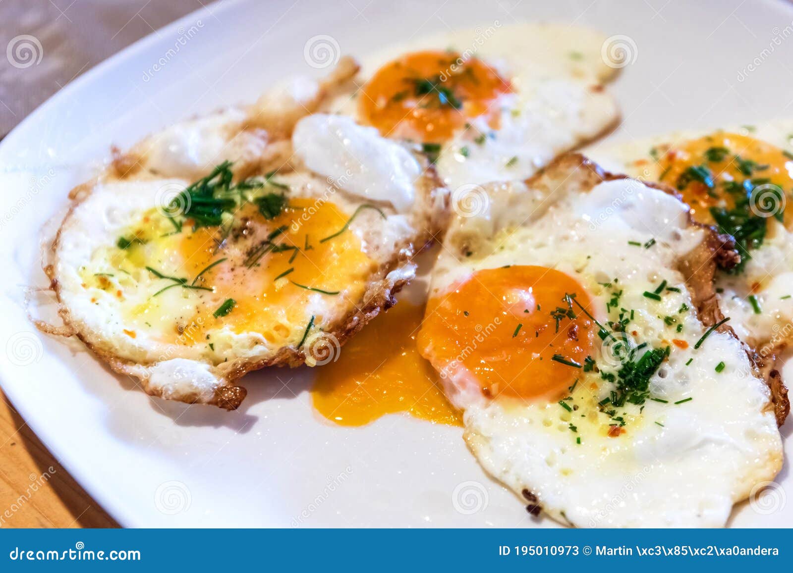 Fried Eggs on a Plate. Fresh Fried Eggs for Breakfast Stock Image