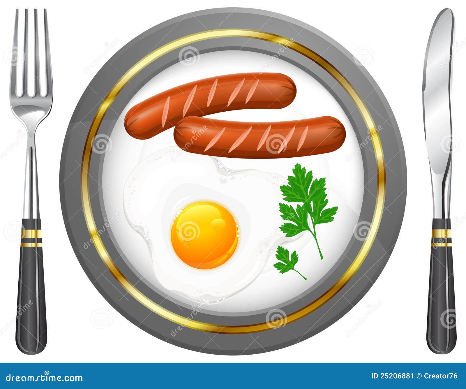 Fried Eggs and Sausage on Plate Stock Vector Illustration of bangers