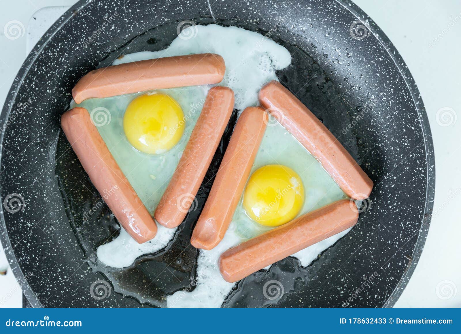 Fried Eggs and Fried Sausages for Breakfast or Dinner Stock Image Image of butter, sliced