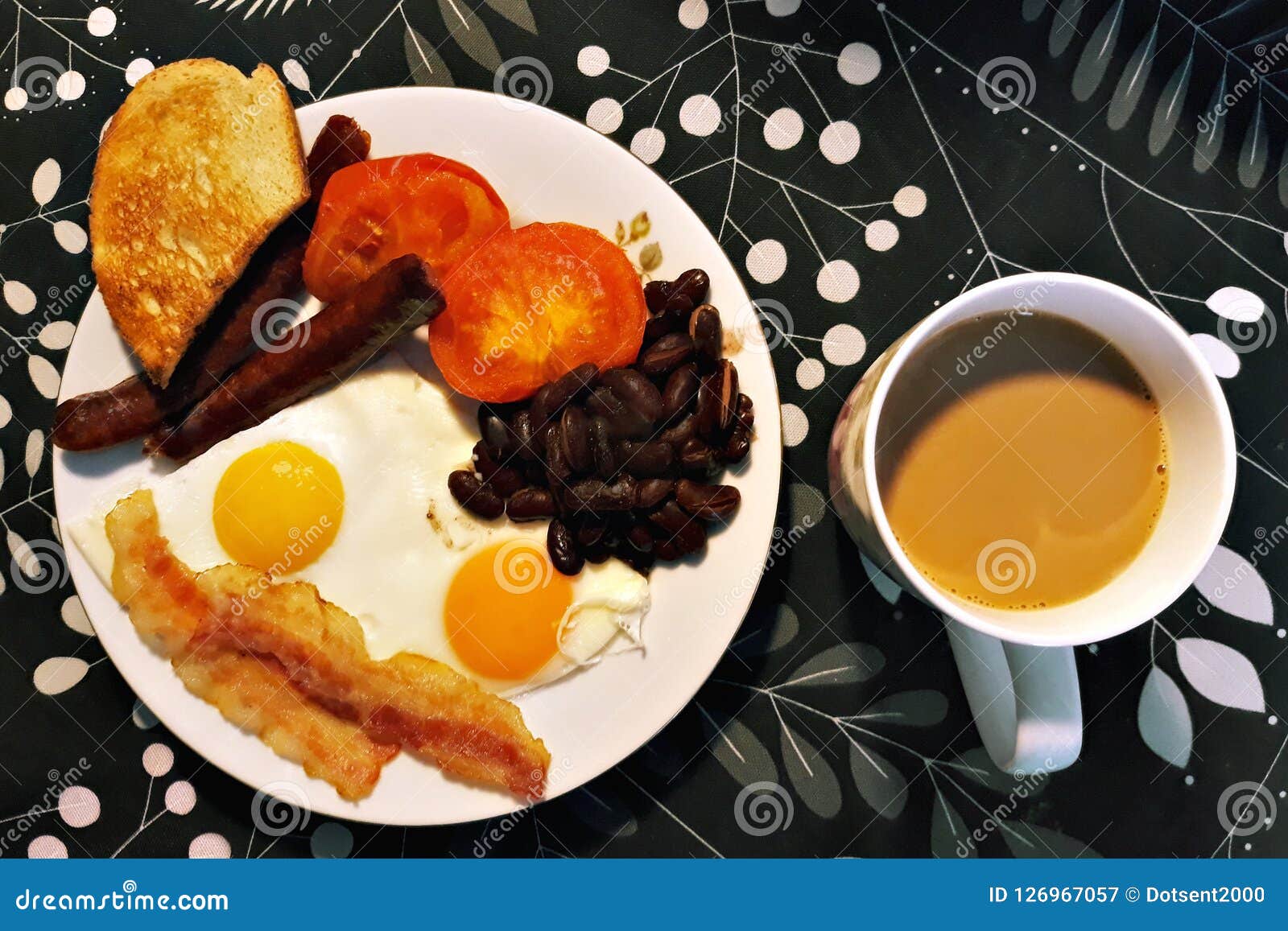 Fried Eggs, Sausages and Coffee. Stock Image - Image of cuisine, bacon ...