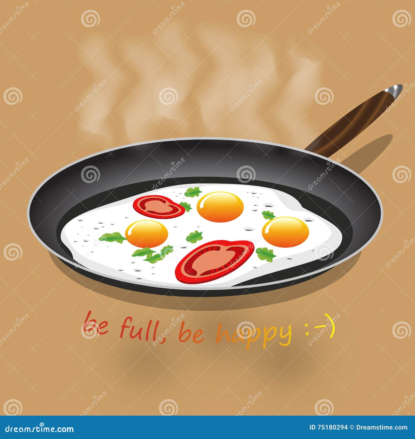 Fried eggs with tomato stock illustration. Illustration of butter