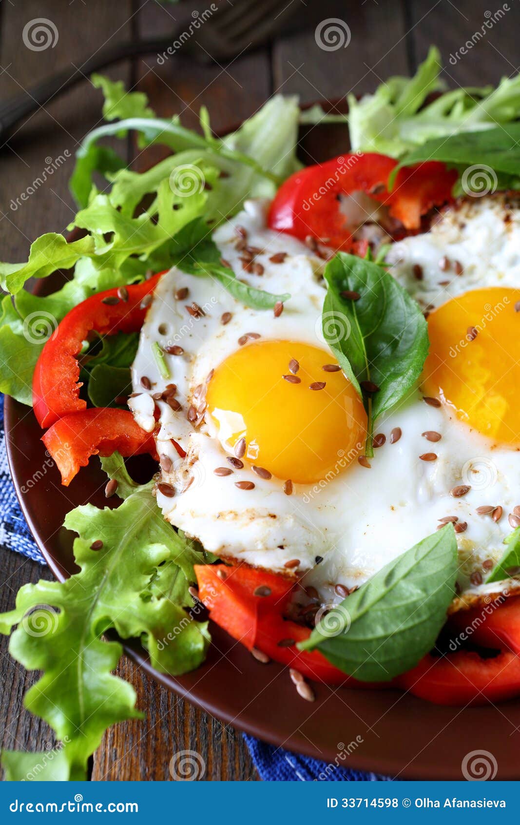 Fried Eggs with Vegetables for Breakfast Stock Photo Image of