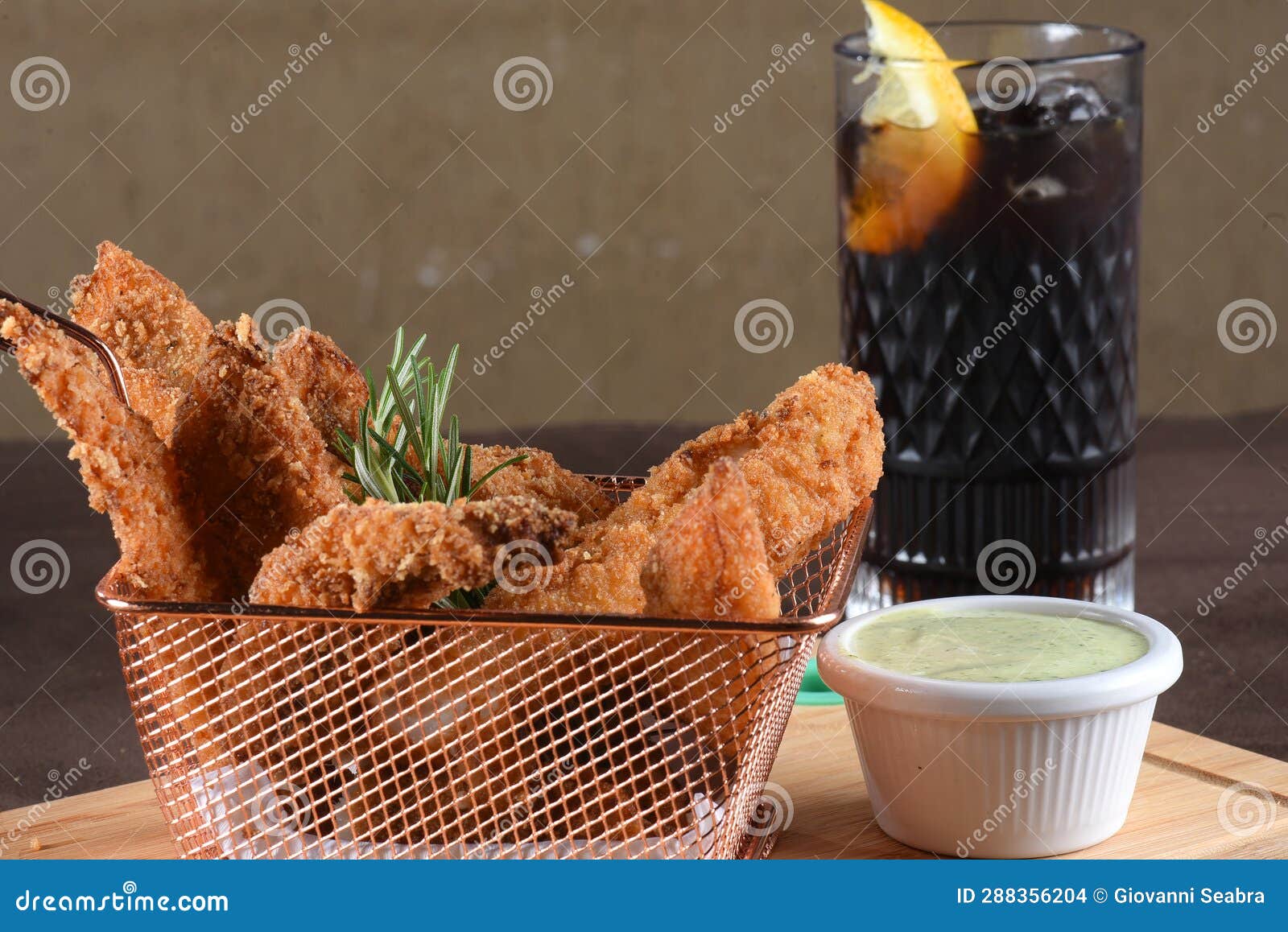 Fried Fish Bait in Slices, Tasty Food Breaded Codfish Stock Photo