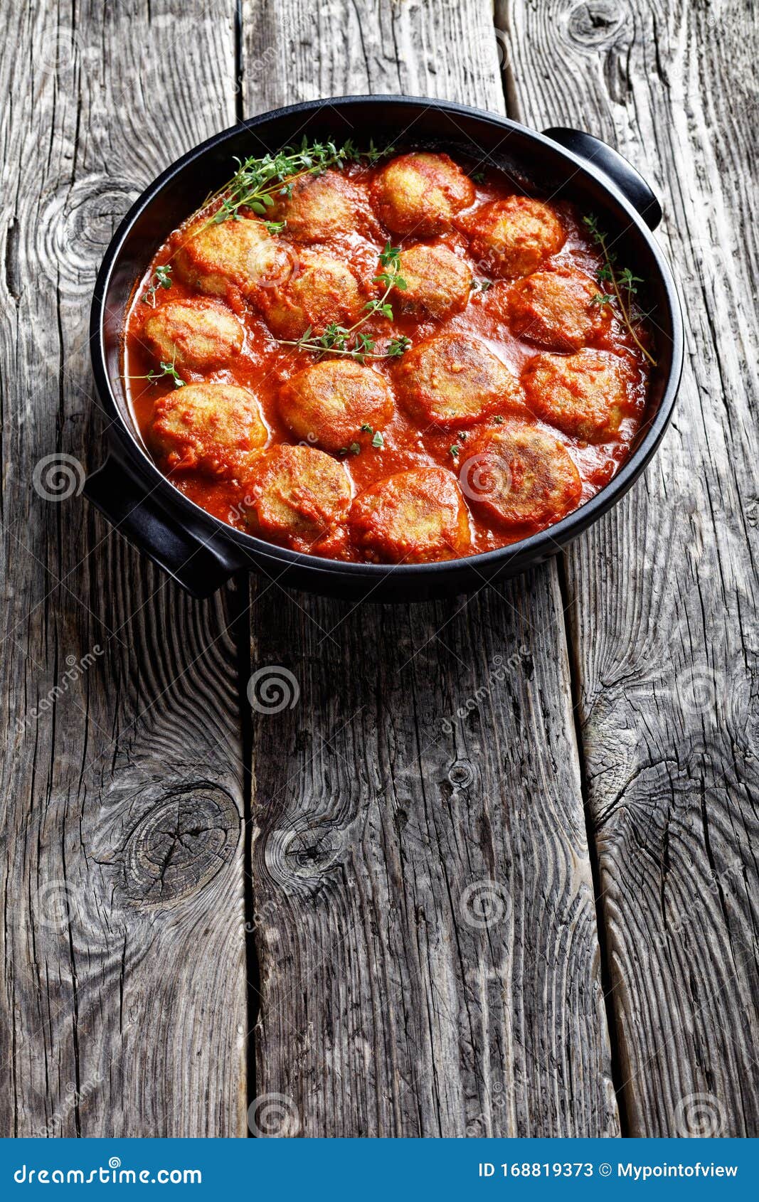 Fried Fish Balls In Spicy Tomato Sauce Stock Image Image