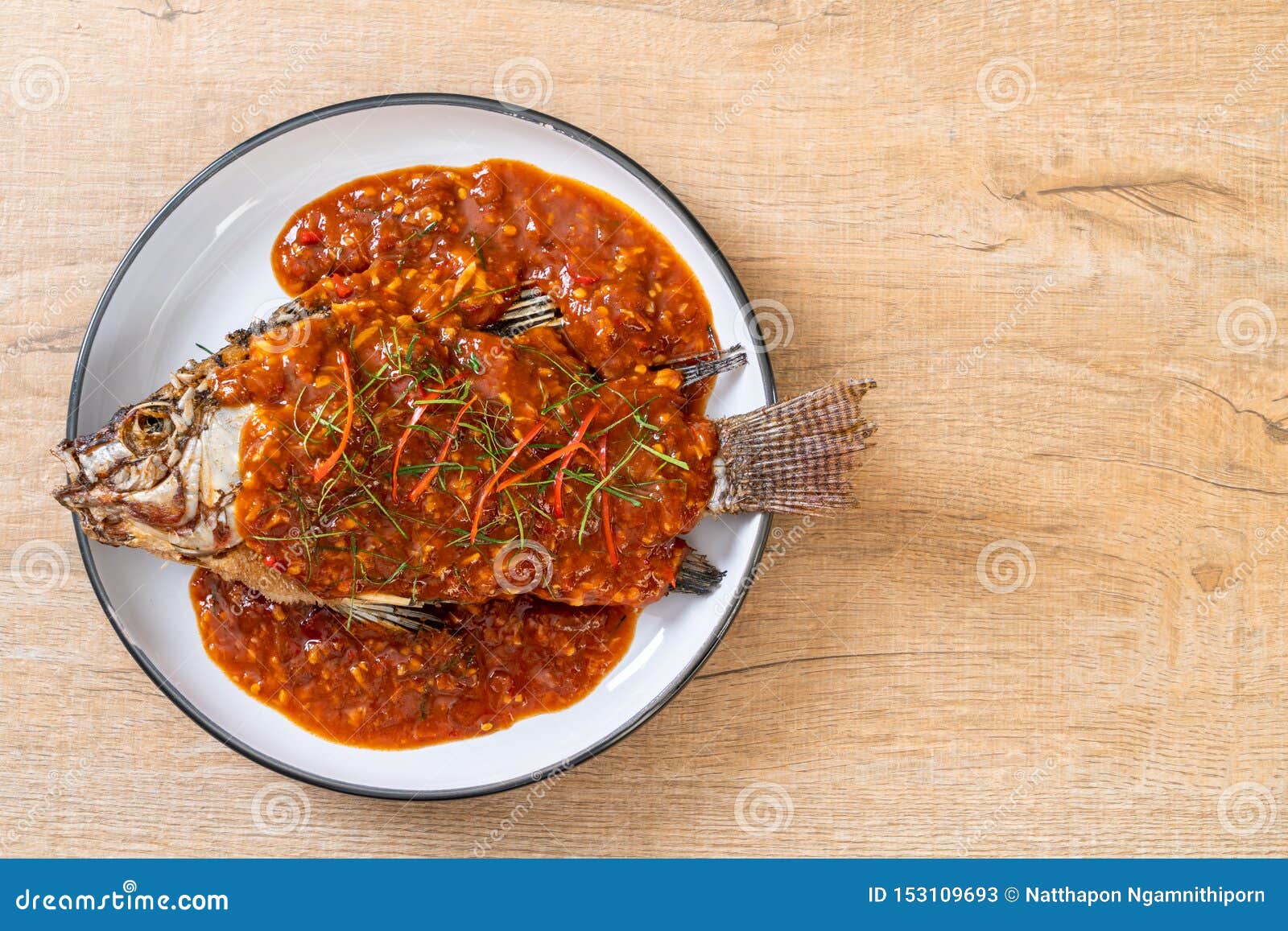 Fried Fish with Chili Sauce Stock Image Image of tasty, cooking