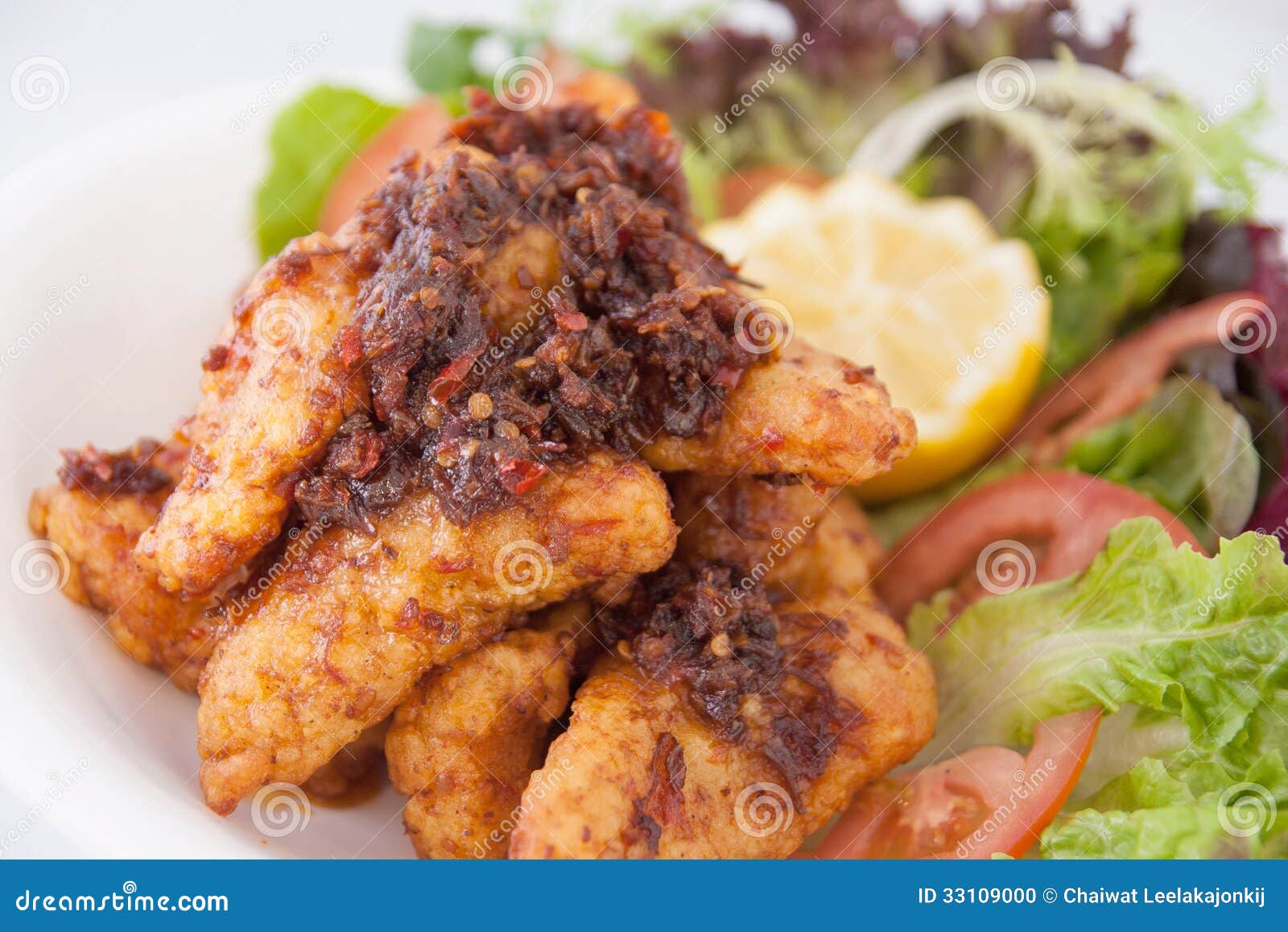 Fried Fish with Chilli Sauce Stock Photo Image of diet, asian 33109000