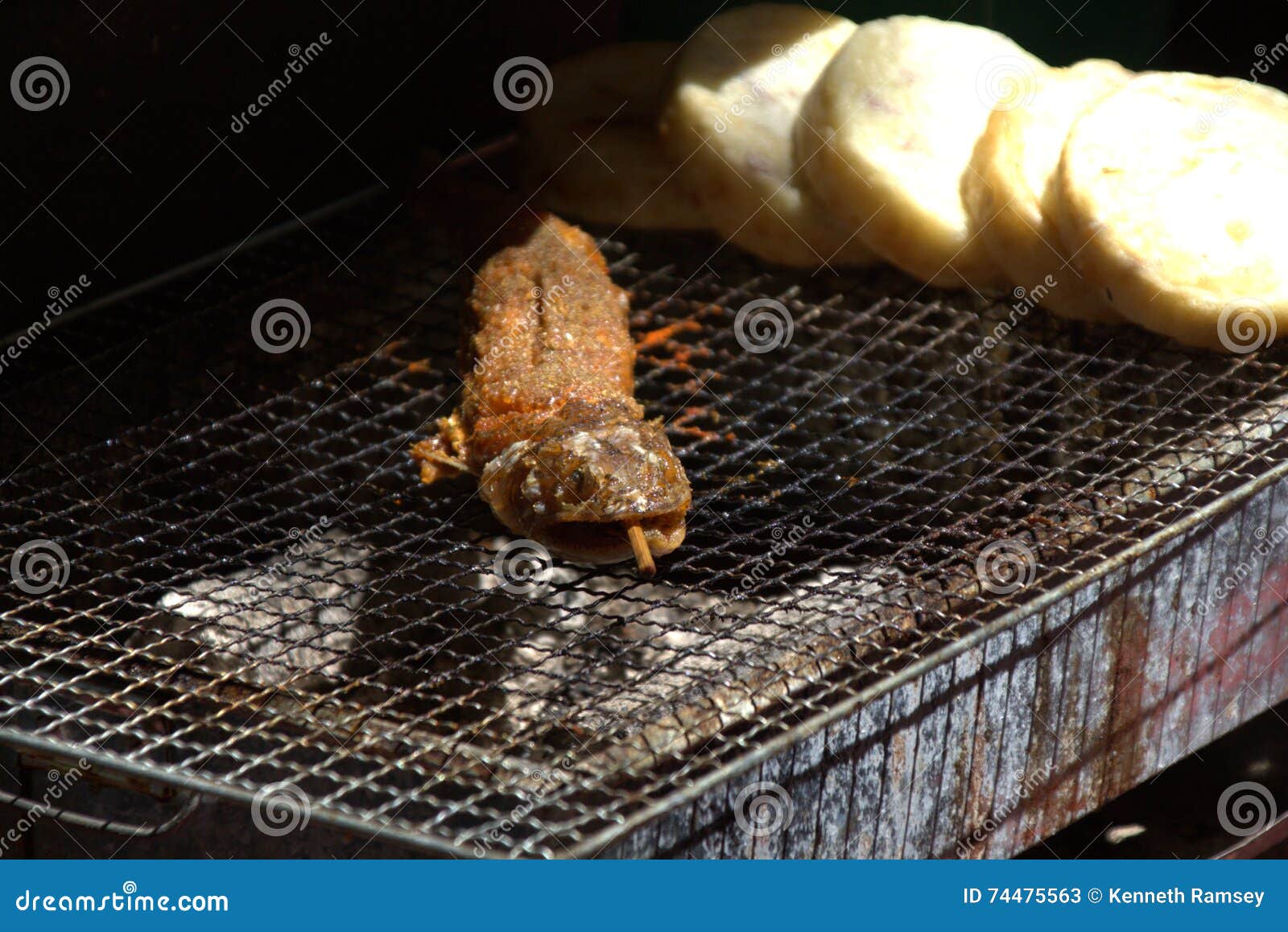 Fried fish stock image. Image of grill, stick, monarch - 74475563