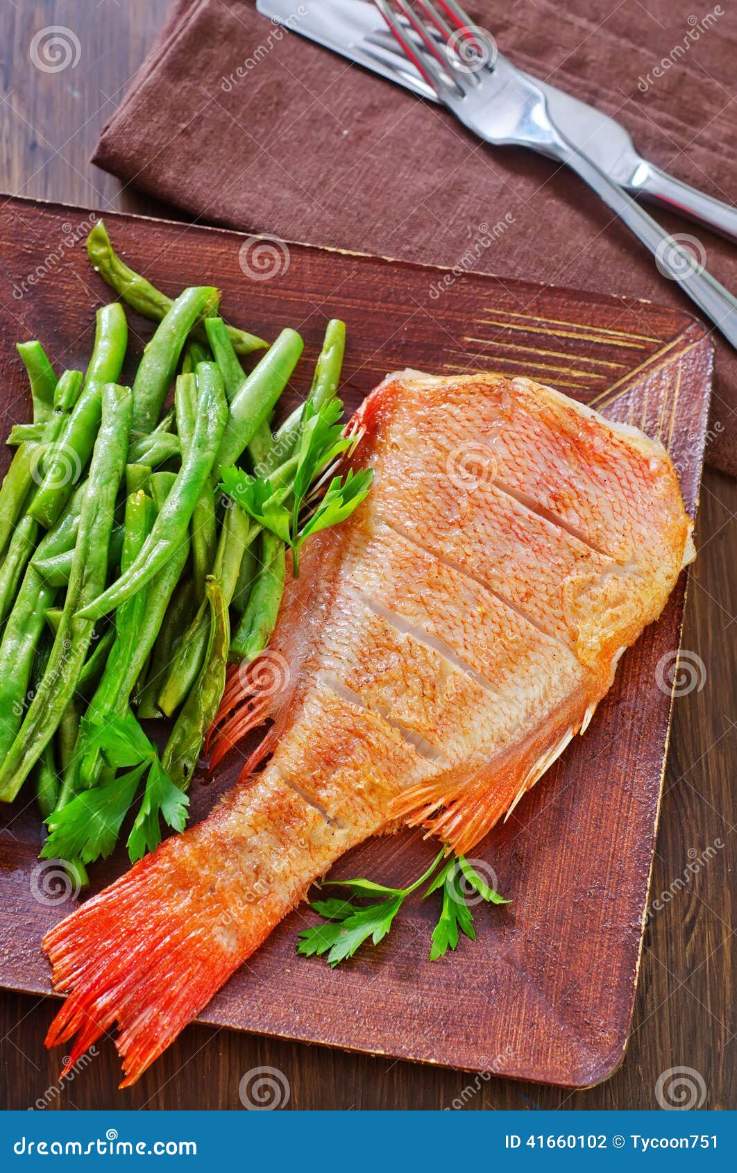 Fried fish stock photo. Image of dish, bean, organic 41660102