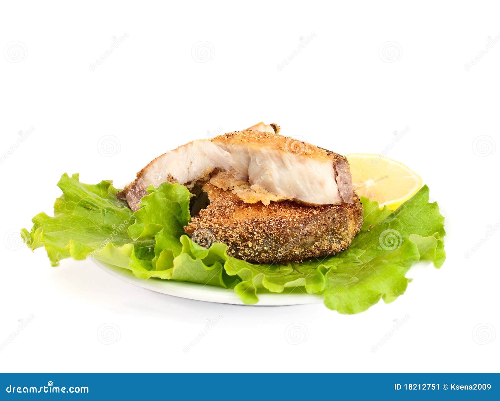 Fried fish with lettuce stock image. Image of meal, fried 18212751