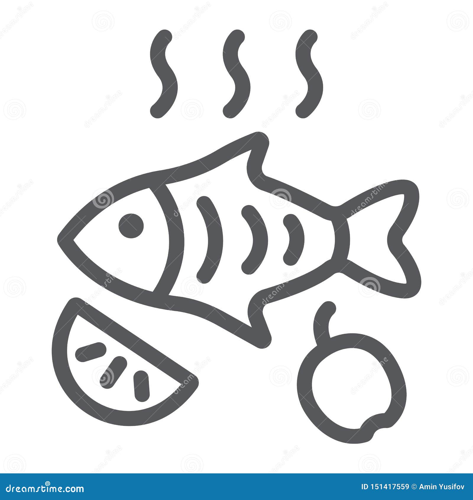 Fried Fish Line Icon, Food and Sea, Grilled Fish Sign, Vector Graphics, a  Linear Pattern on a White Background. Stock Vector - Illustration of  healthy, fins: 151417559