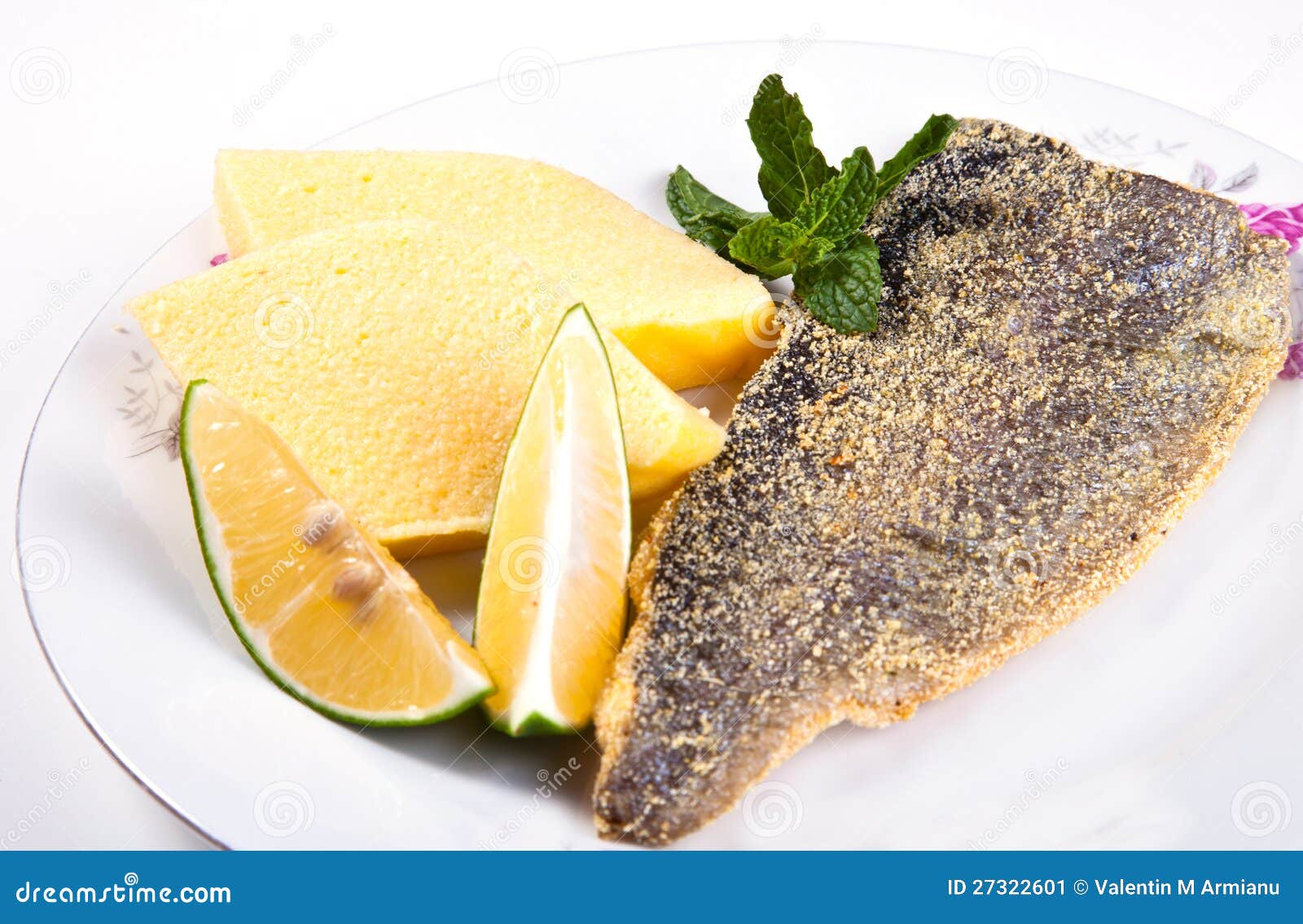 Fried fish with polenta stock image. Image of fresh, fillet 27322601